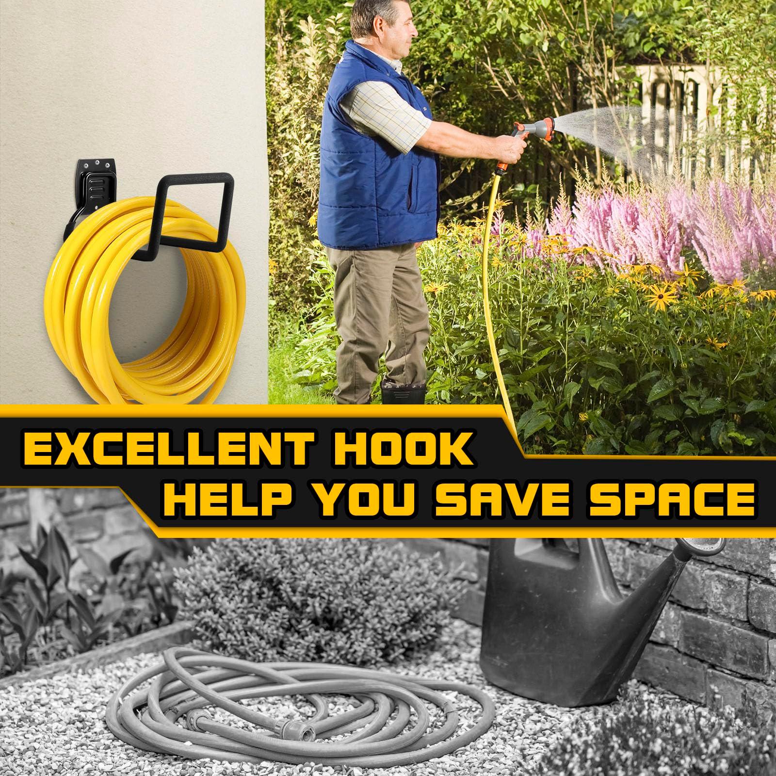 QMSK Garden Hose Holder, Metal Wall Mounted Water Hose Reel for Outside, Durable Hook Stand for Garden Hose Storage, Water Hose, Extension Cords, Flexable Hose Use(1Pack) - Image 4