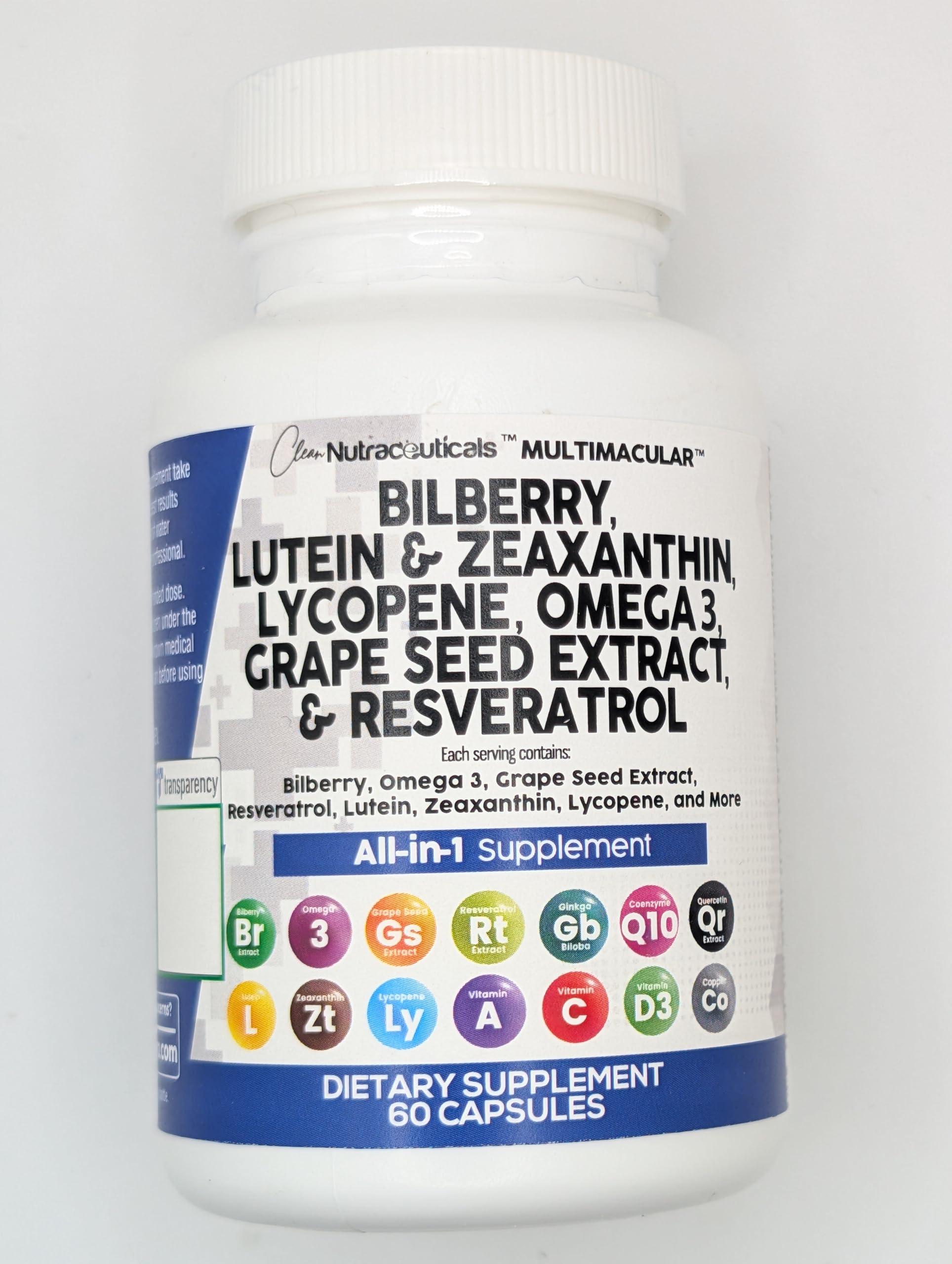 Clean Nutra Eye Vitamins with Bilberry Lutein and Zeaxanthin Supplements Lycopene 40mg Resveratrol Grape Seed Astaxanthin for Eyes - Eye Care Health Support Eye Vitamin and Mineral Supplement - Image 6