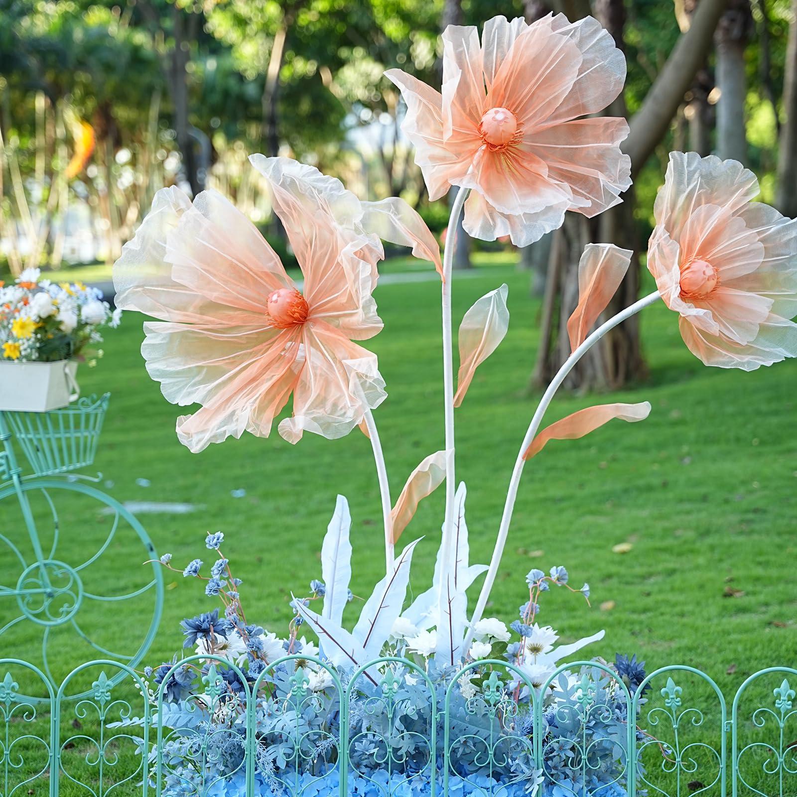 YOFNIRG Giant Flowers for Decoration,Wedding Reception Essential Decoration,5.6 Ft Big Artificial Silk Flower with Stems and Stands,Party Banquet Background Decor，Home Decor（Orange Champagne） - Image 3
