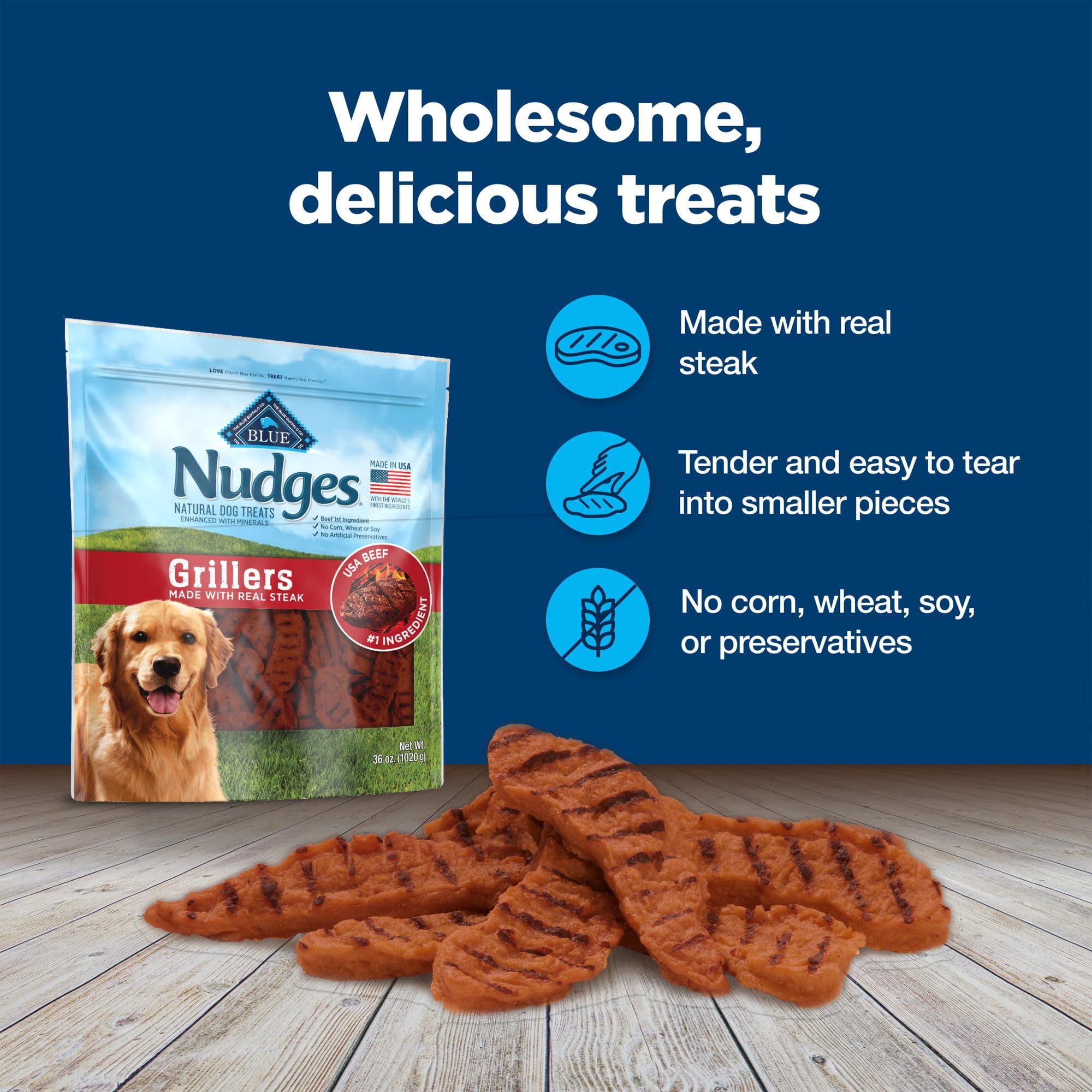 Blue Buffalo Nudges Grillers Natural Dog Treats, Made in the USA with Real Steak, 16-oz Bag - Image 7