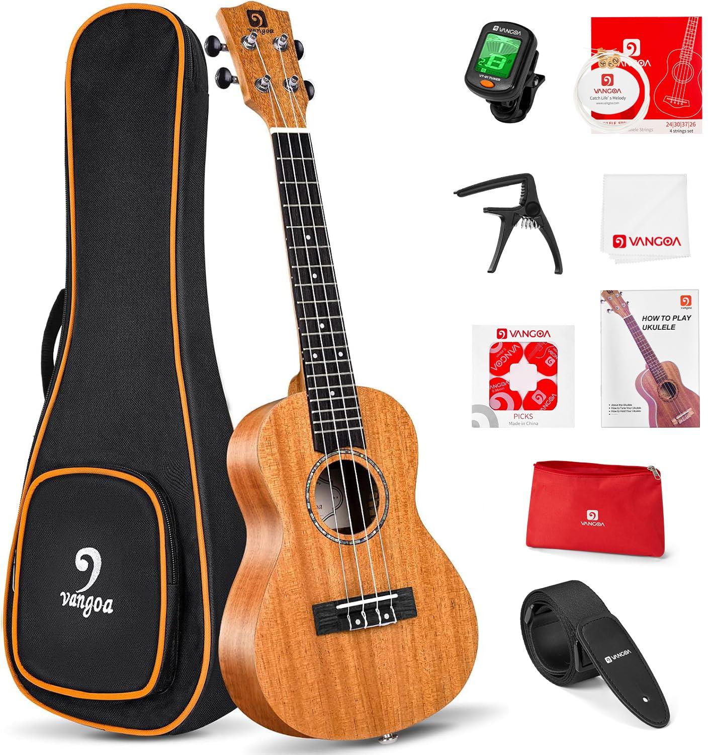 Vangoa Tenor Ukulele Professional 26 Inch Ukelele Mahogany Starter Bundle for Beginners Adults Students with Gig Bag, Strap and Fast Learn Book