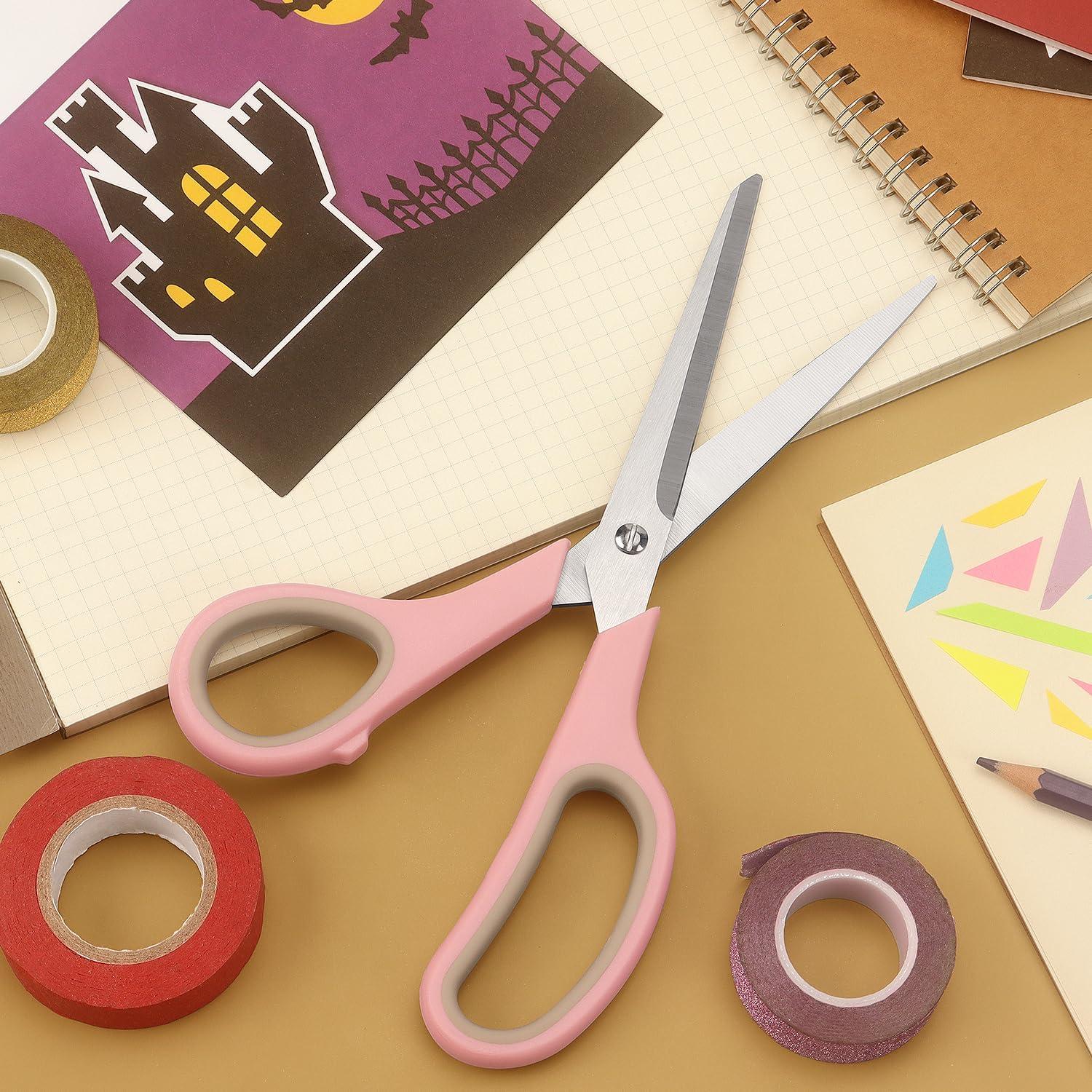 LONGKEY Scissors 8.5 Inch scissors all purpose Bulk Set of 3, Scissors for Office Home School Craft Supplies, Soft Comfort-Grip Right/Left Hand - Image 6