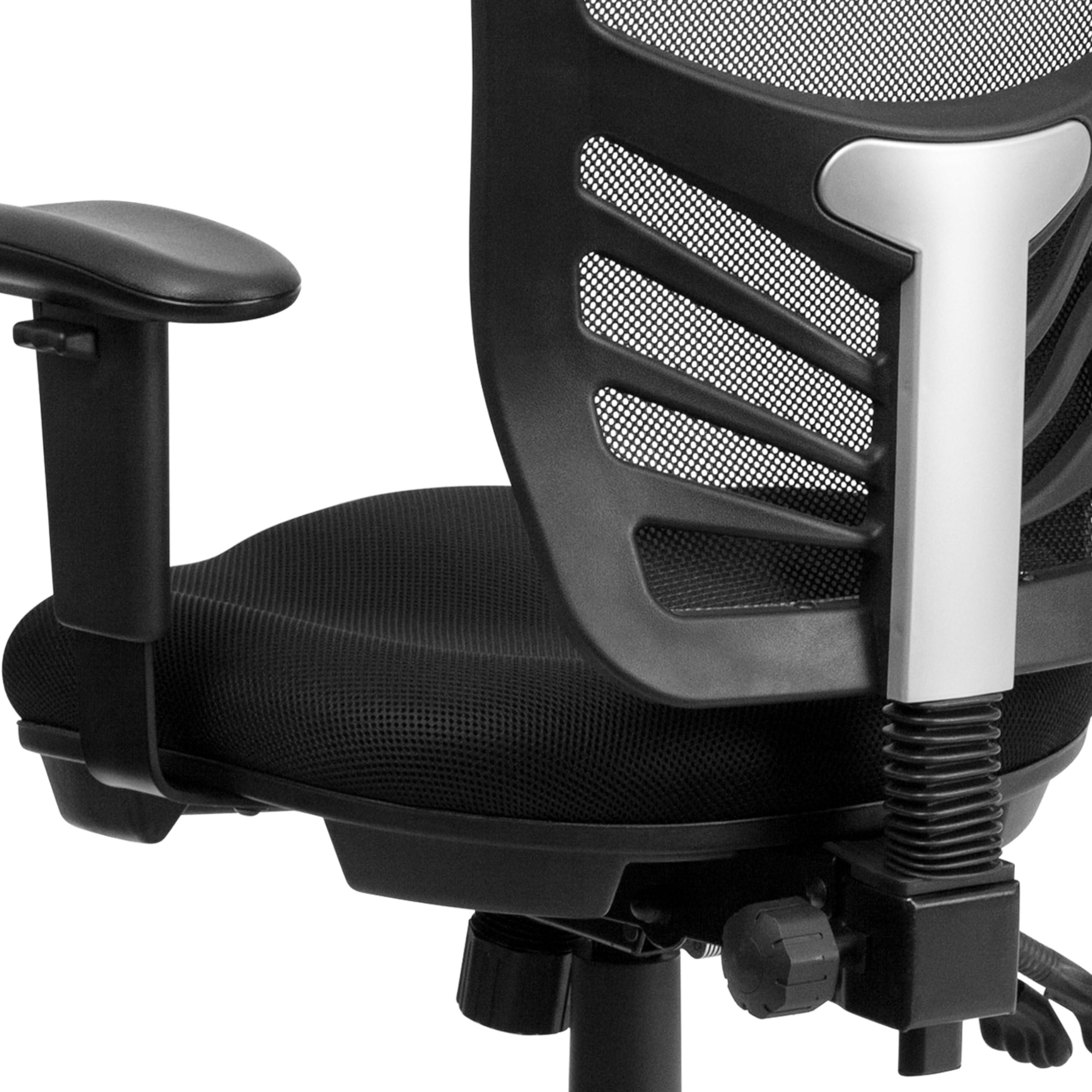 Flash Furniture Nicholas Mid-Back Swivel Desk Chair with Wheels, Mesh Back, Padded Seat, and Armrests, Adjustable Height Mesh Ergonomic Office Chair, Black - Image 18
