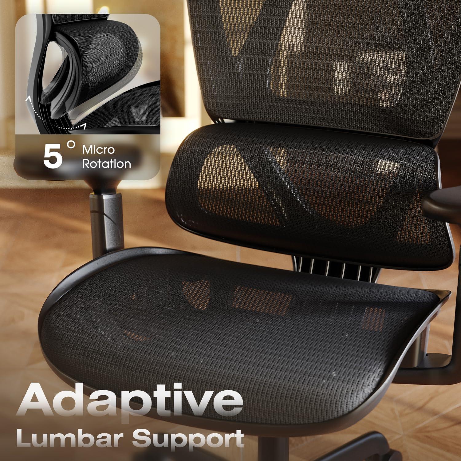 ELABEST T11 Ergonomic Office Chair,High Back Desk Chairs with Separate Lumbar Support,Magic Armrests,Adjustable Wide Headrest,Comfy Executive Computer Chair,Big and Tall Mesh Chair for Home Office - Image 6