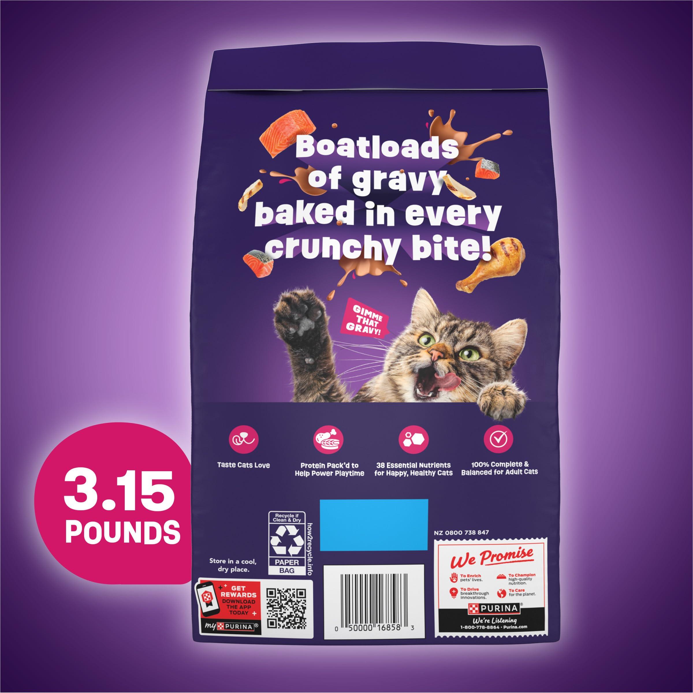 Purina Friskies Dry Cat Food Gravy Swirl'd With Flavors of Chicken, Salmon and Gravy - 3.15 lb. Bag - Image 7