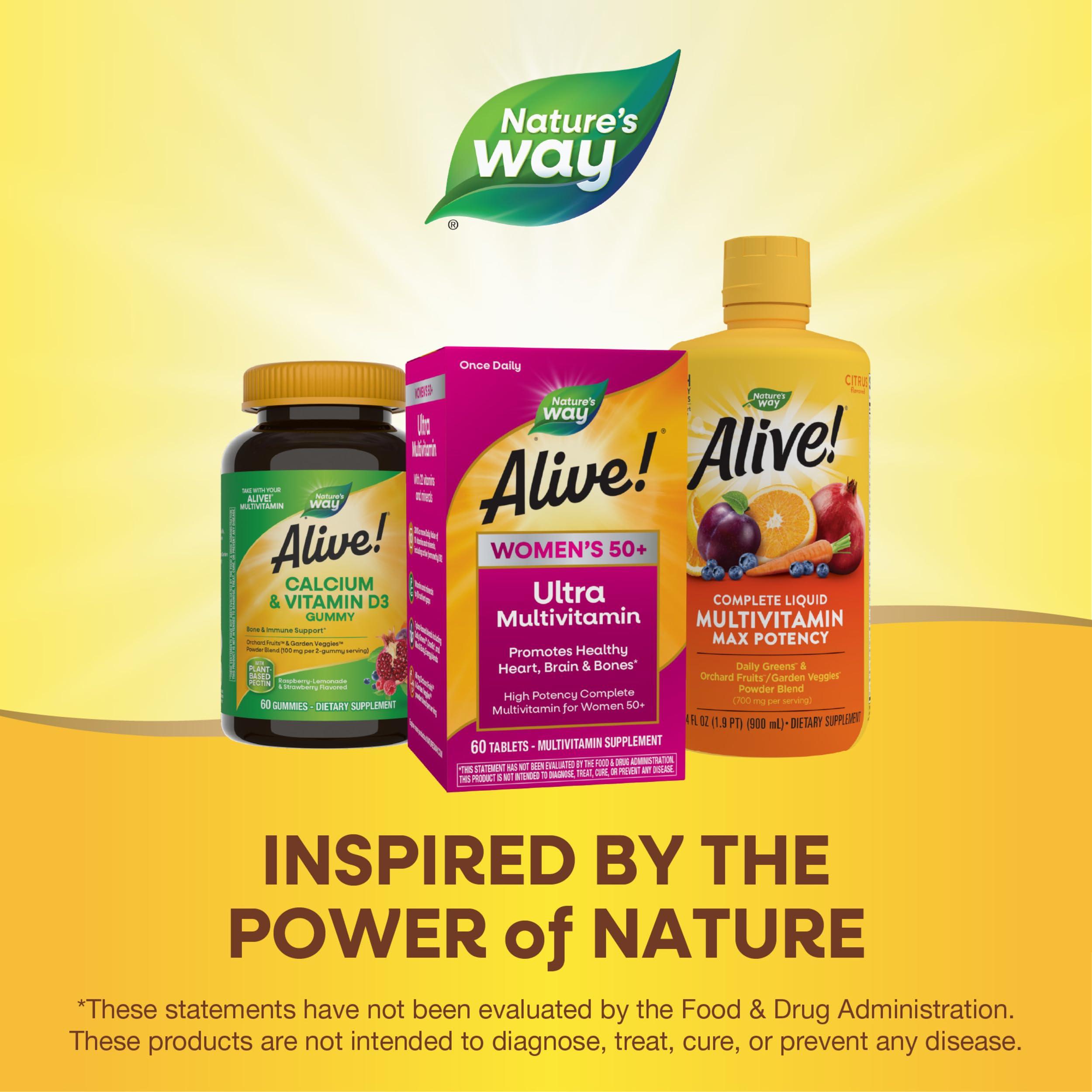 Nature’s Way Alive! Women’s 50+ Ultra Potency Complete Multivitamin, High Potency Formula, Promotes Healthy Heart, Brain, Bones*, with Methylated B12, Gluten-Free, 60 Tablets - Image 7