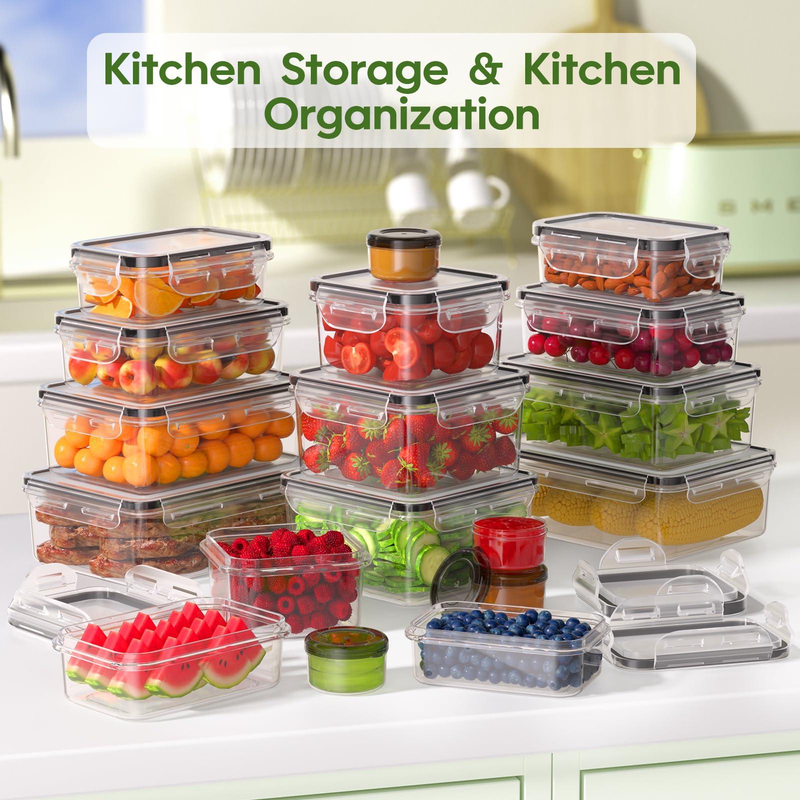 KEMETHY 36-Piece Food Storage Containers with Lids(18 Containers & 18 Lids), Plastic Food Containers for Pantry & Kitchen Storage and Organization, BPA-Free, Leak Proof, Reusable with Labels & Pen - Image 8