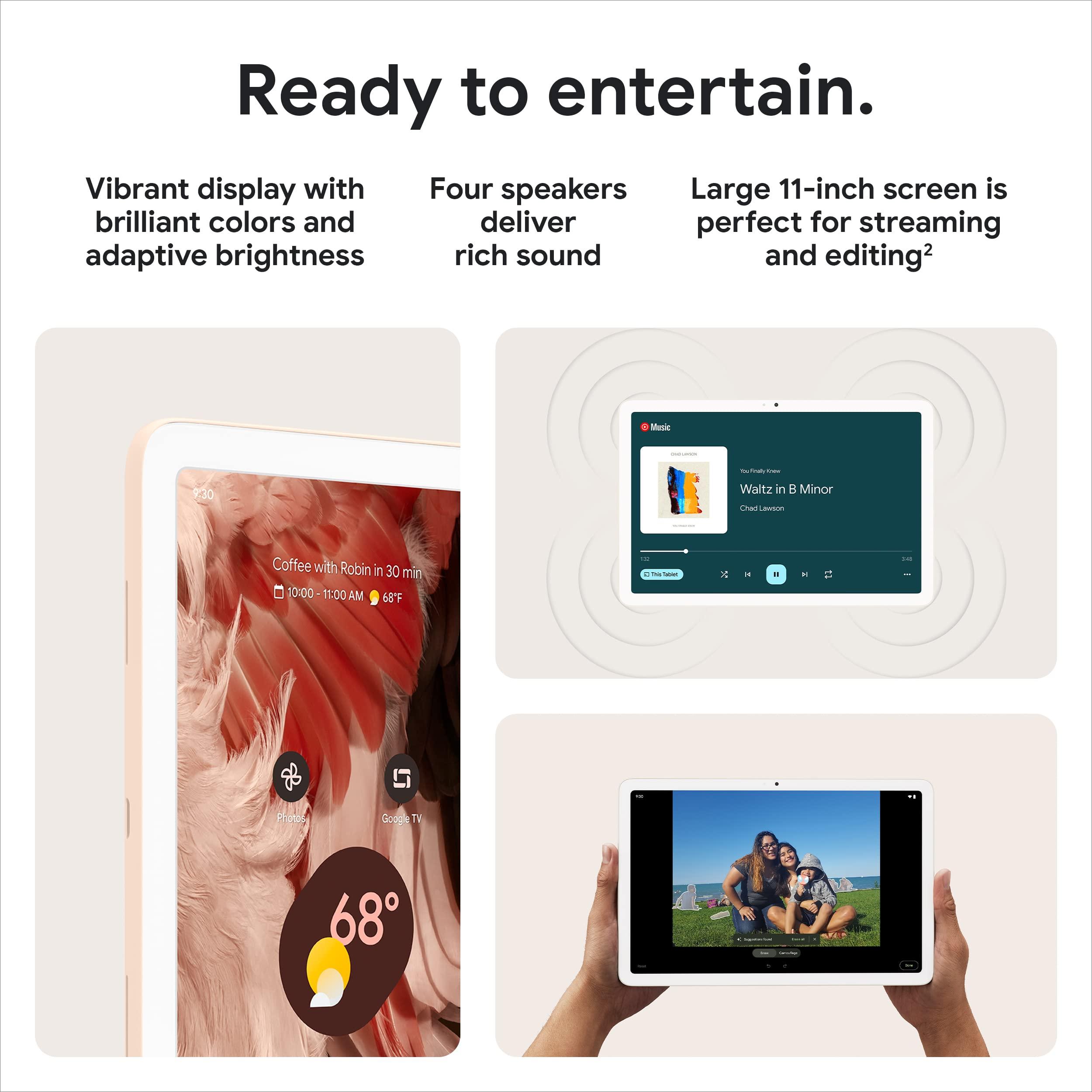 Google Pixel Tablet with Charging Speaker Dock - Android Tablet with 11-Inch Screen, Smart Home Controls, and Long-Lasting Battery - Porcelain/Porcelain - 128 GB - Image 4