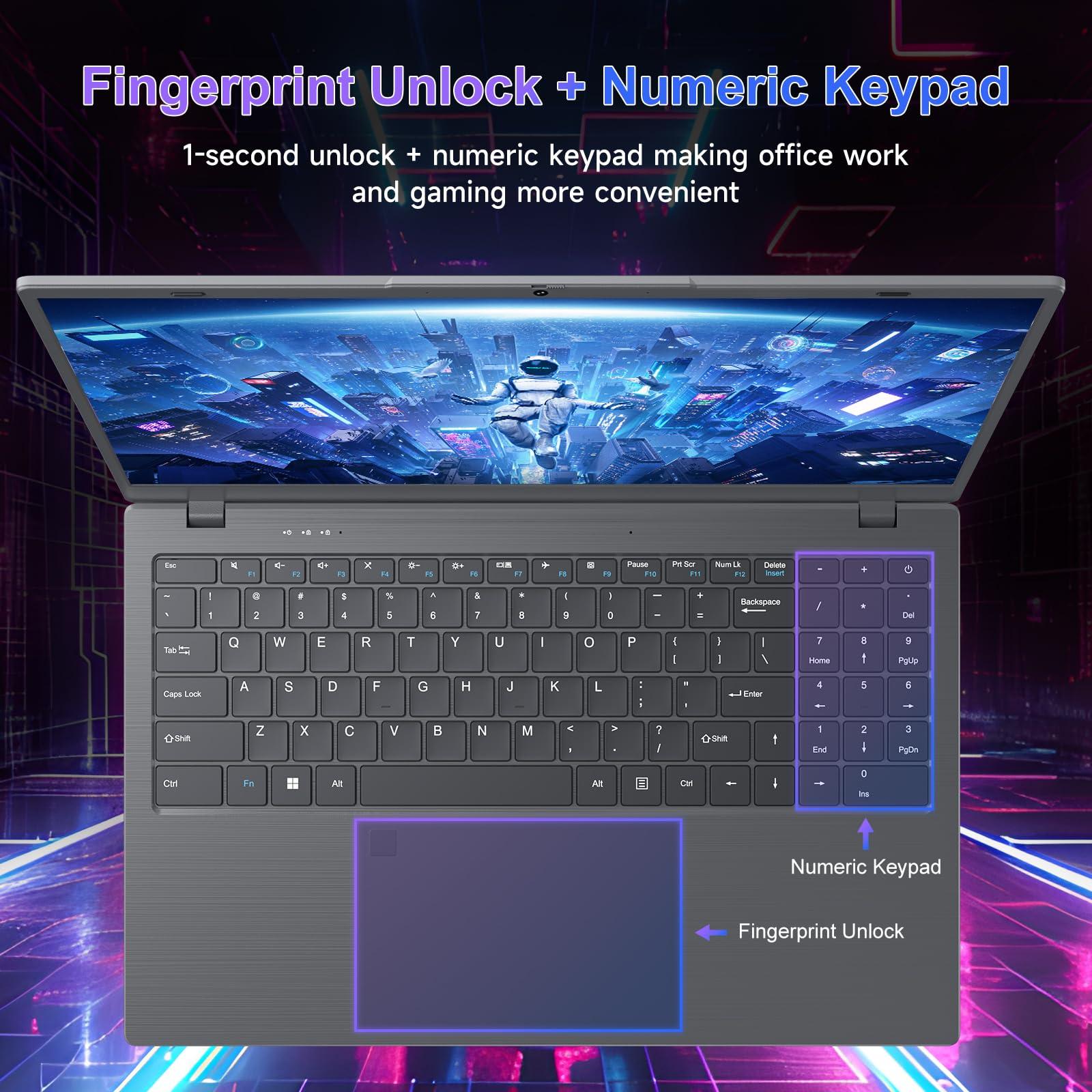 Akocrsiy 15.6 Inch Student Business Laptop Computer, LPDDR5 12GB RAM 512GB ROM, Intel N95 Processor(Up to 3.4GHz), Windows 11 Pro with FHD IPS Display, WiFi 5, Bluetooth 5.2, Type-C, HDMI, USB 3.2 - Image 3