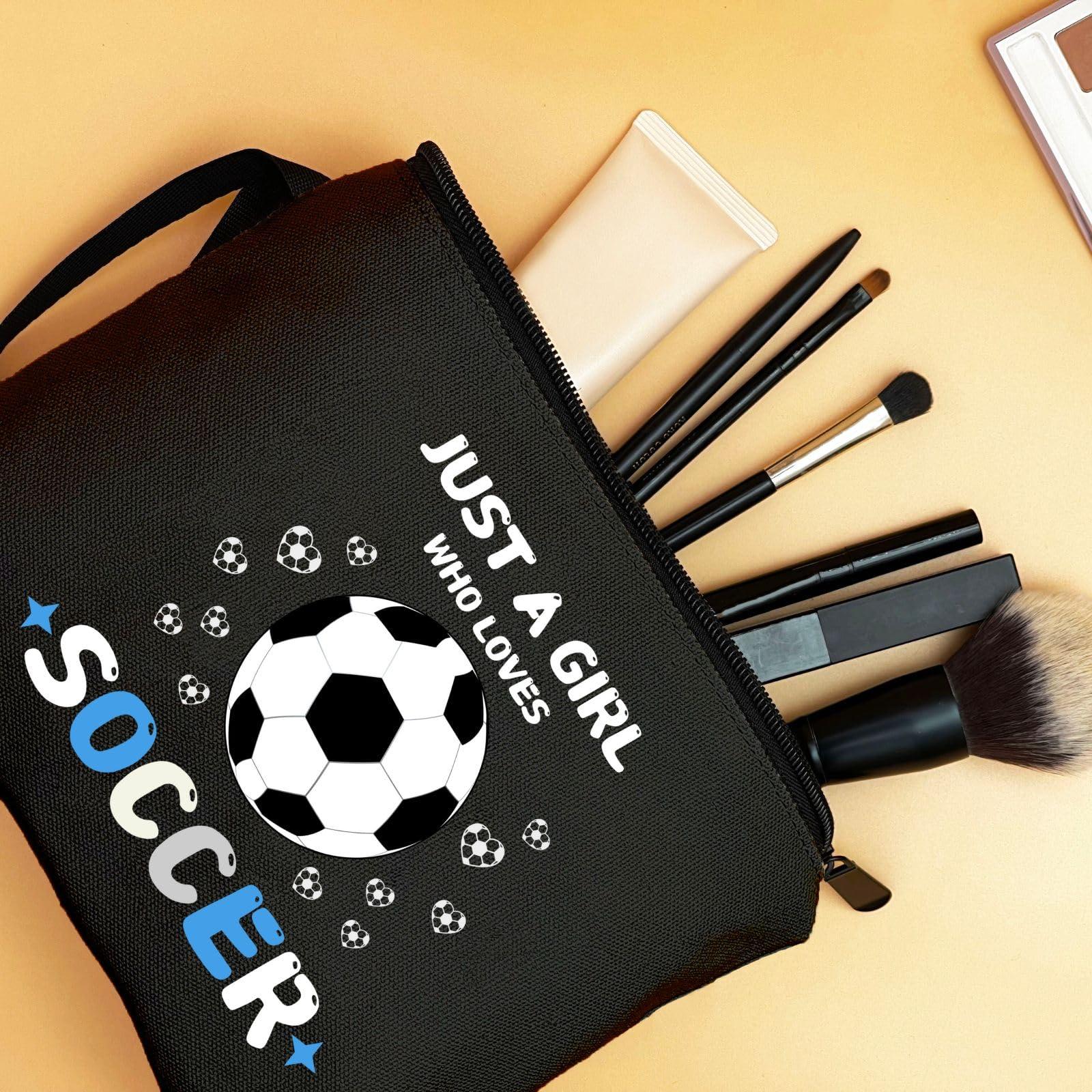 ARIOSEY Soccer Cosmetic Makeup Bag, Soccer Gifts for Girls, Travel Organizer, Multifunctional Cosmetic Bag, Black - Image 6