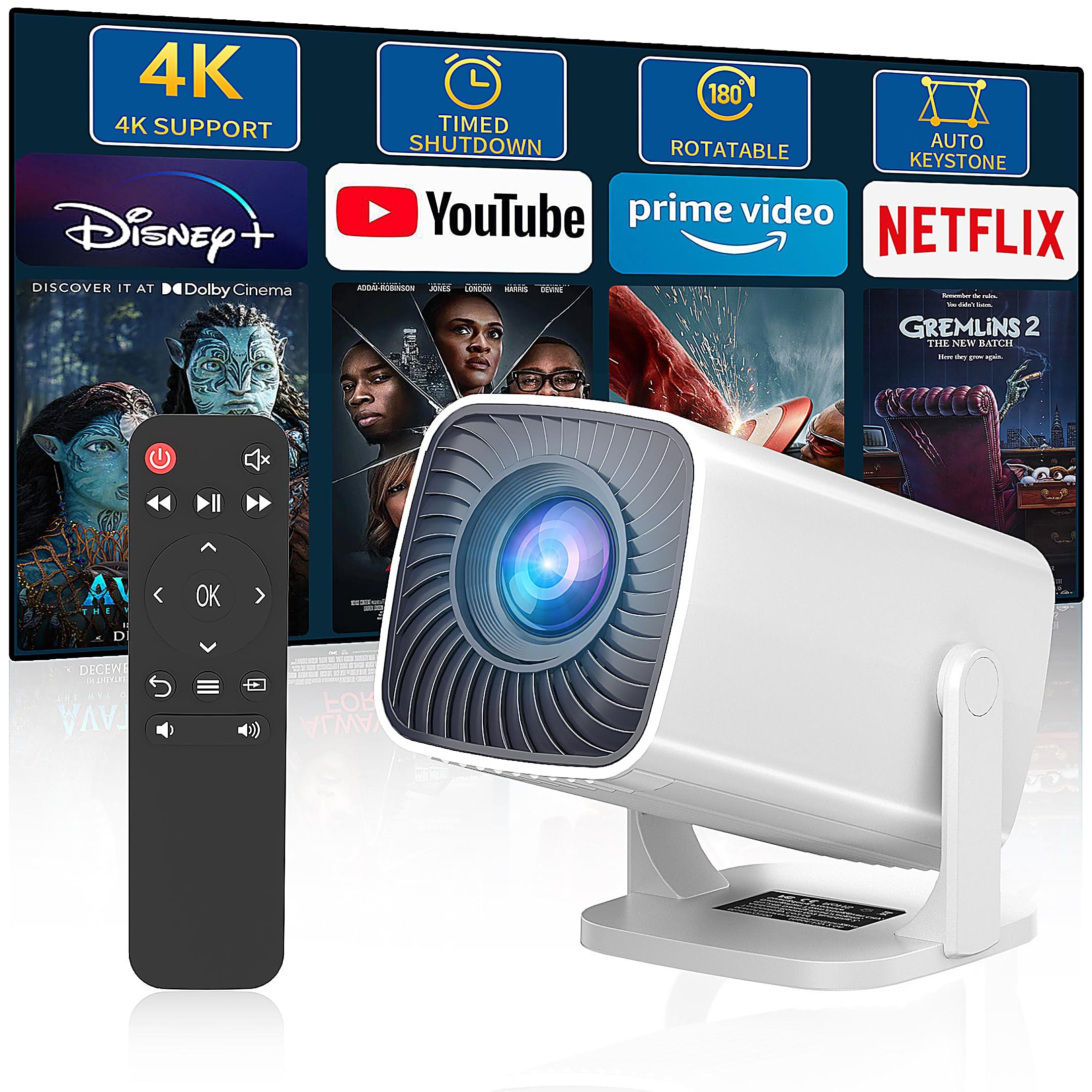 Sucetiho Mini Projector, Portable Outdoor Projector 4K Supported, Short Throw Movie Projector Compatible with Smartphone, TV Stick, Laptop, Game Consoles