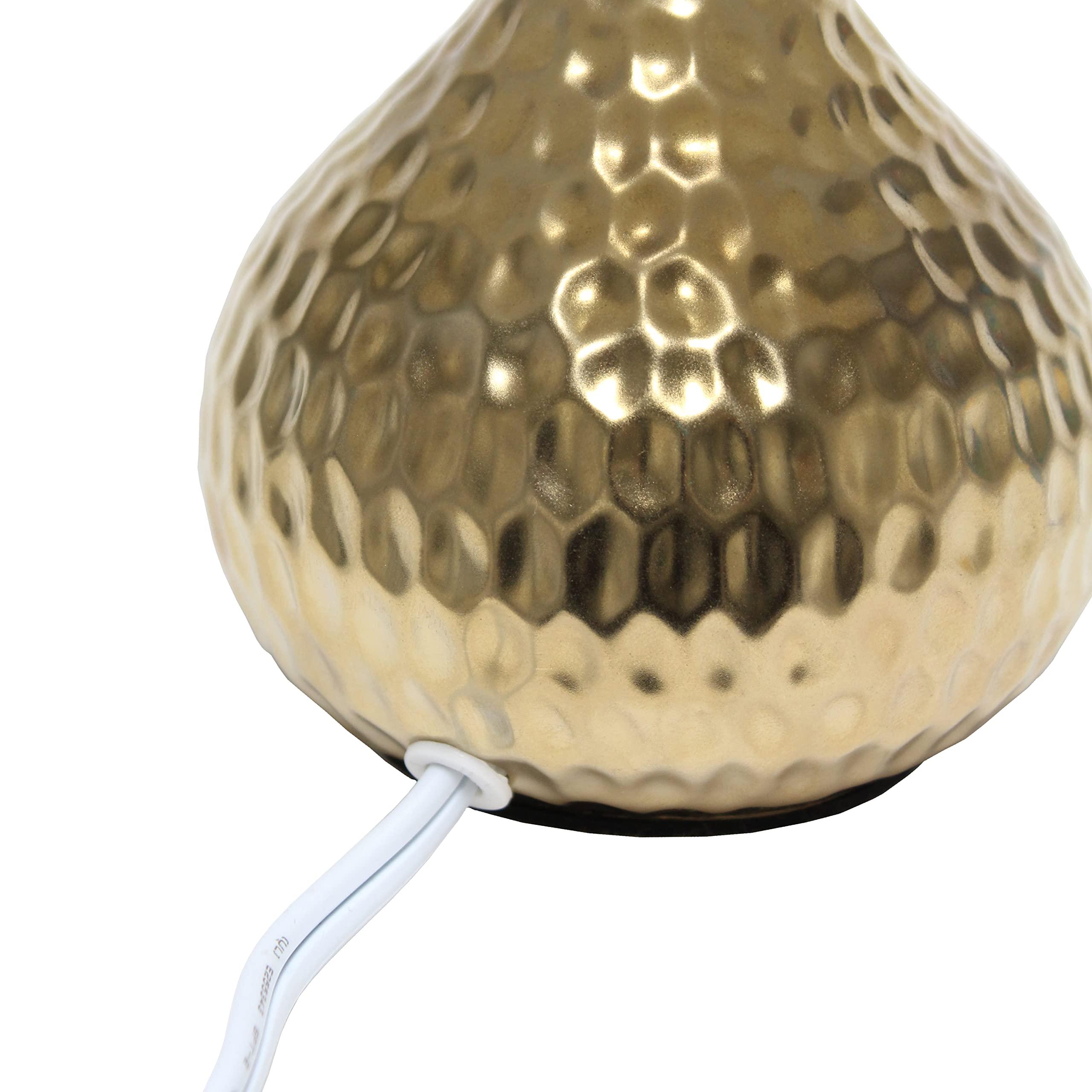 Simple Designs LT2073-GDB Mini Hammered Texture Gold Drip Table Lamp with Black Shade - Image 8