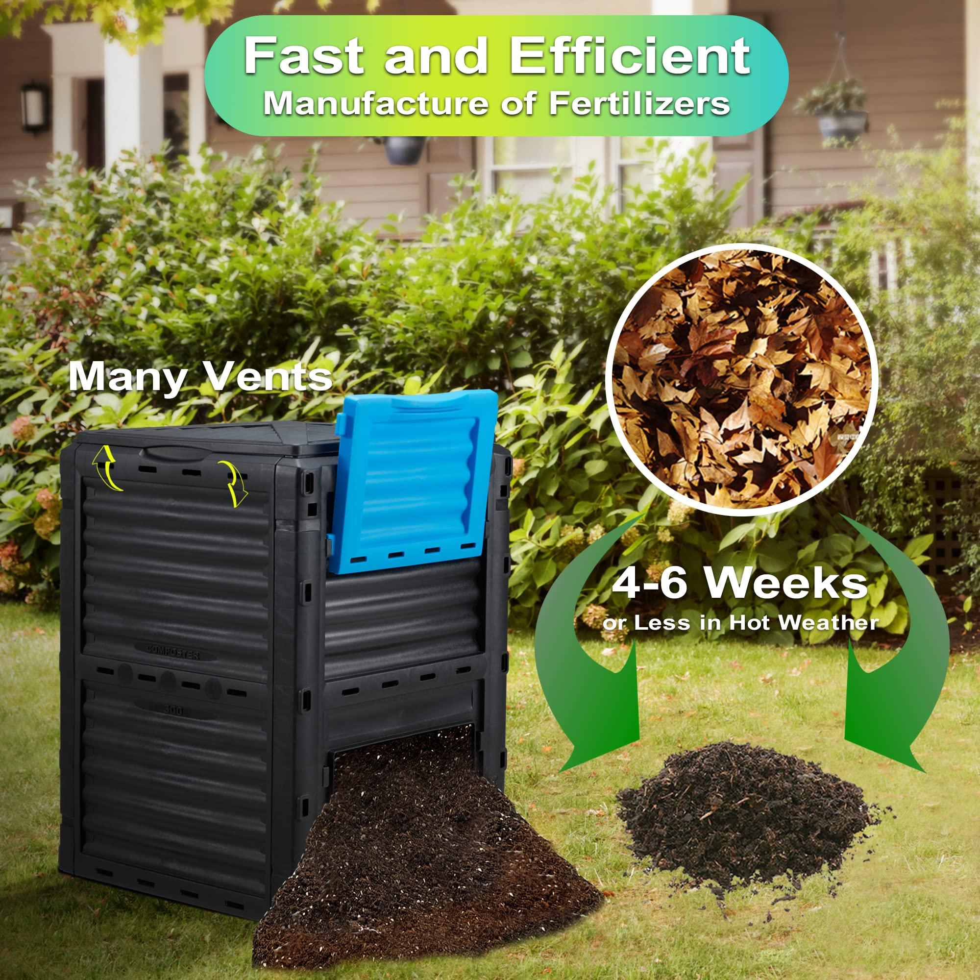 Azaeahom Garden Compost Bin 80 Gallon (300L) Large, Outdoor Composter from PP Material,Composting Box Easy Assembly & Many Vents, Fast Creation of Fertile Soil, Lightweight & Sturdy - Image 6