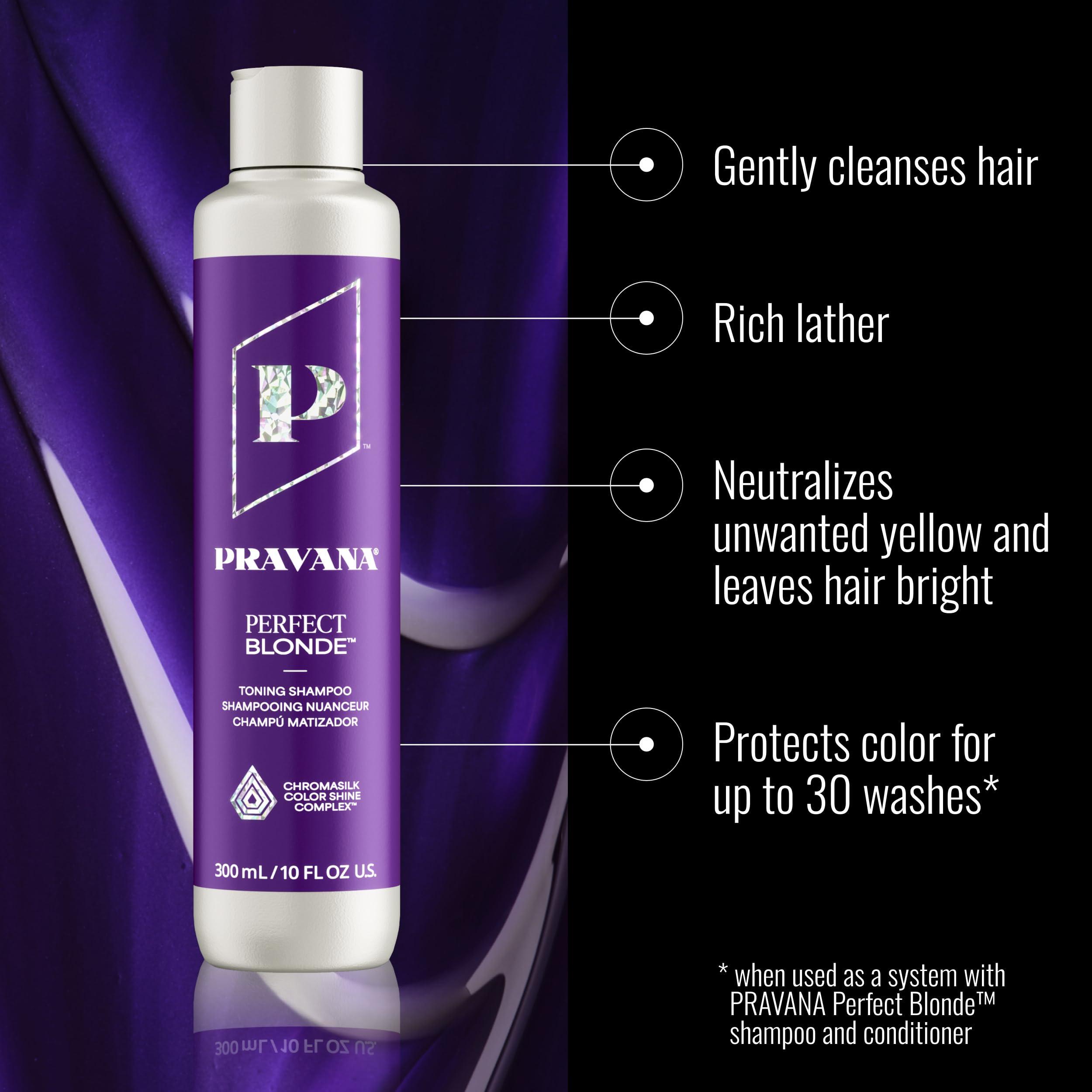 Pravana The Perfect Blonde Purple Toning Shampoo | Neutralizes Brassy, Yellow Tones | For Color Treated Hair | Chromasilk Enhances Shine & Protection | Vegan, Cruelty-Free | Paraben & Sulfate Free - Image 2