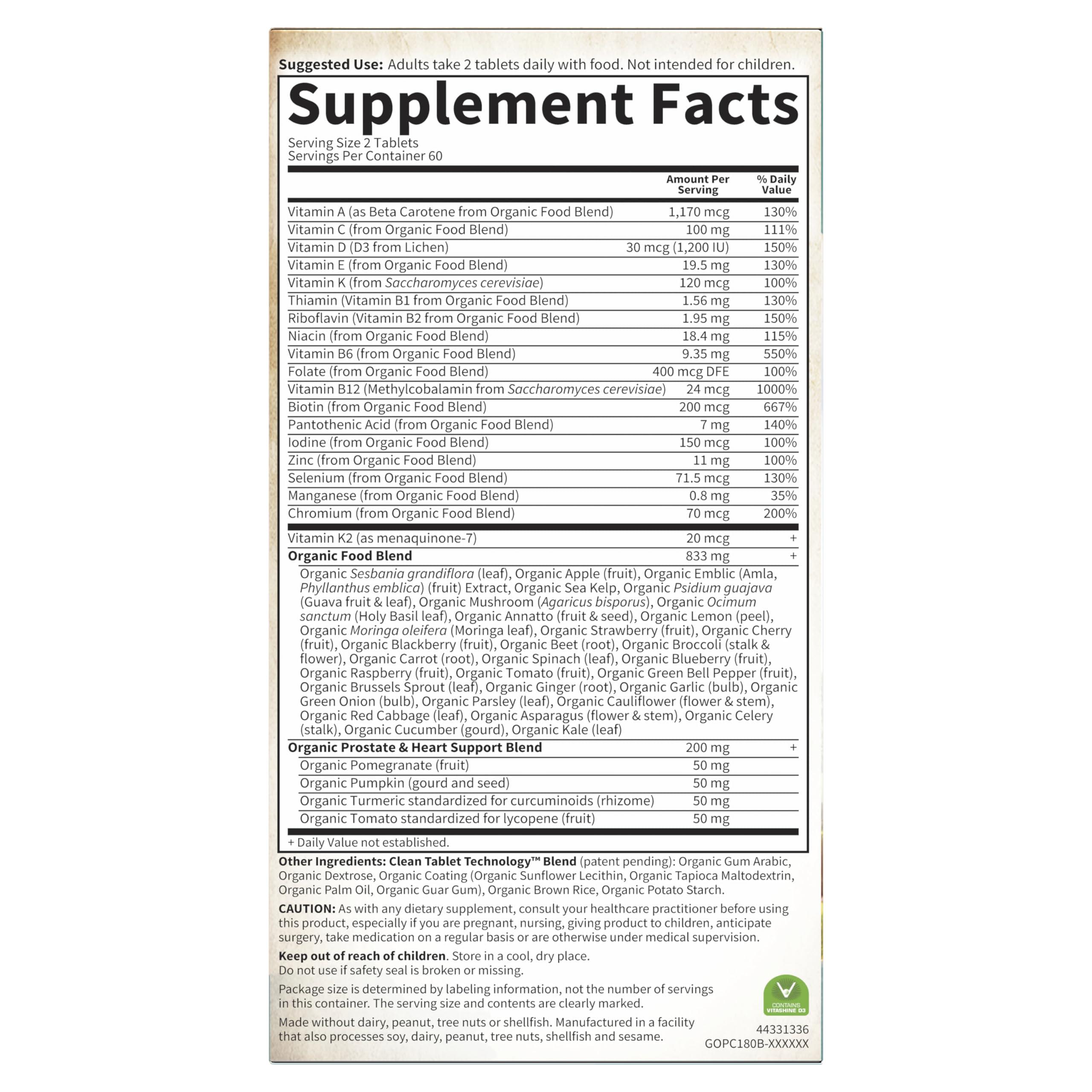 Garden of Life Organics Whole Food Multivitamin for Men 40+ 120 Tablets, Vegan Mens Multi for Health & Well-Being Certified Organic Whole Food Vitamins & Minerals for Men Over 40 Mens Vitamins - Image 9