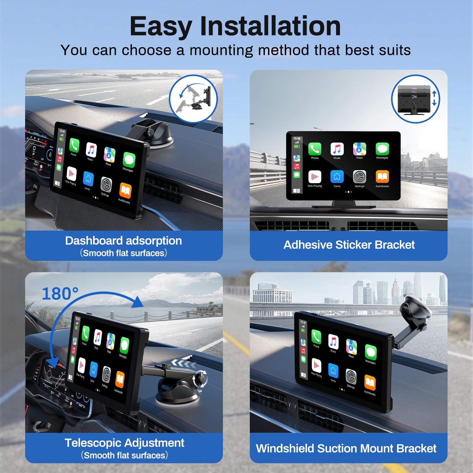 BOXGVO Wireless Carplay Screen for Car with 4K Dash Cam, 9" Portable Carplay & Android Auto, Car Stereo Touchscreen with 1080p Backup Camera, GPS Navigation/Voice Control/Mirror Link/Bluetooth - Image 6
