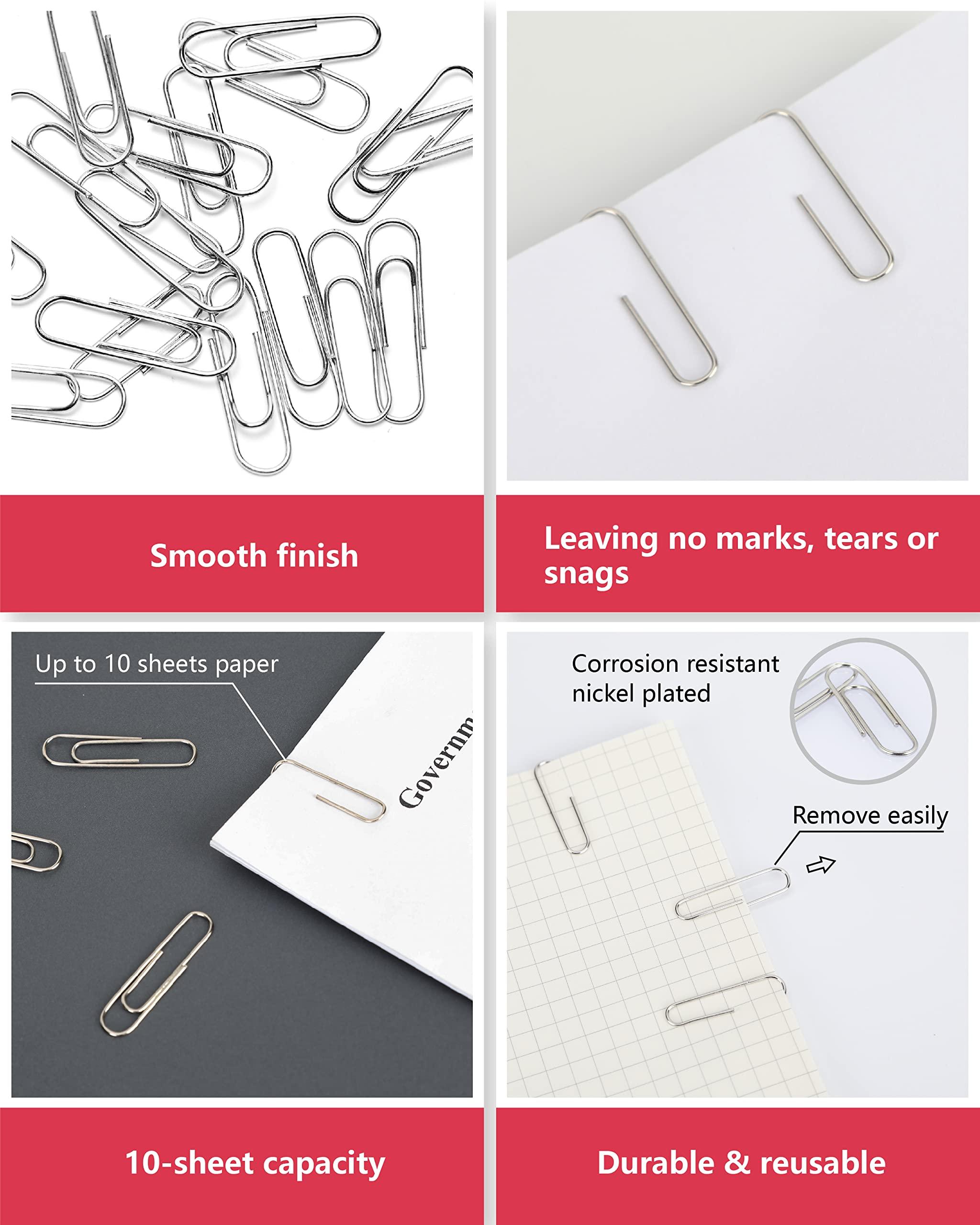 PAPERPAL #1 Smooth Paper Clips, 600 Medium Paper Clips (6 Boxes of 100 Each), Paperclips for Office School & Personal Use, Daily DIY, 1-2/7" Silver Paper Clip Standard Size (No. 1 Paper Clips, Smooth) - Image 5