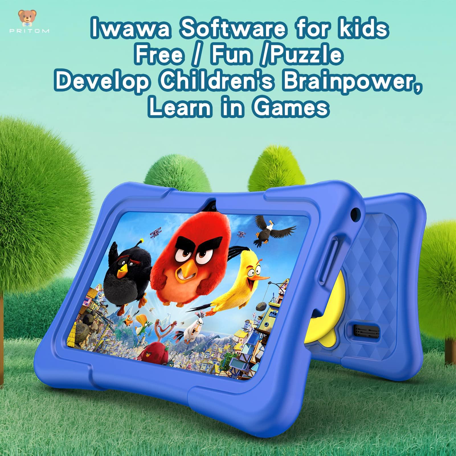 PRITOM 7 inch Tablet for Kids with Solid Case, Kids Tablets 32GB with Parental Control, Pre-Installed APPs Free Games, Learning Educational Toddler Tablet WiFi, Bluetooth, Camera - Image 3