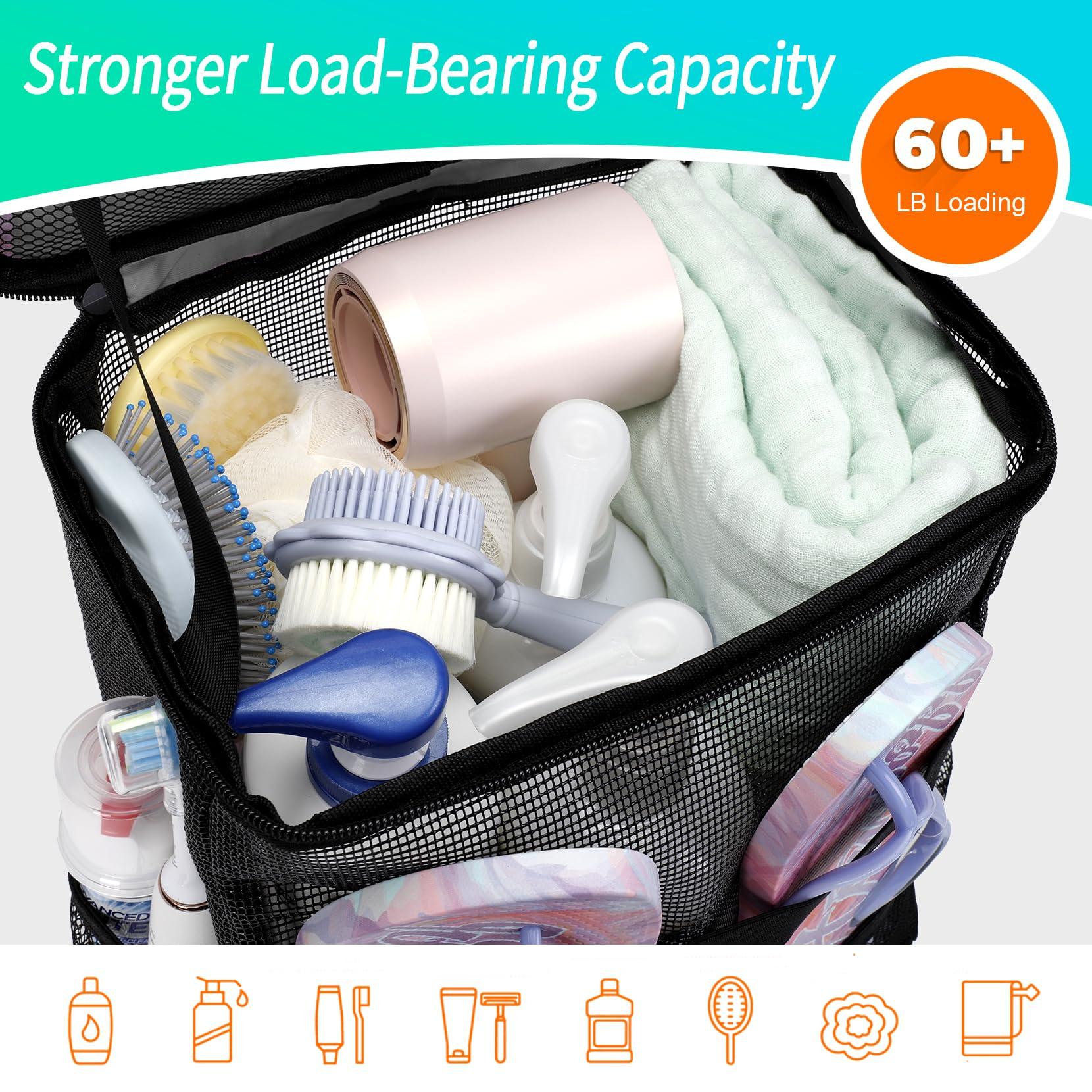Dorm Room Essentials for Guys Girls Boys, Quick Dry Mesh Shower Caddy Portable, Large Capacity Shower Bag with Hanging Hook, Bathroom, Gym, Swimming, Travel, Beach, Camping, College Student Essentials - Image 4