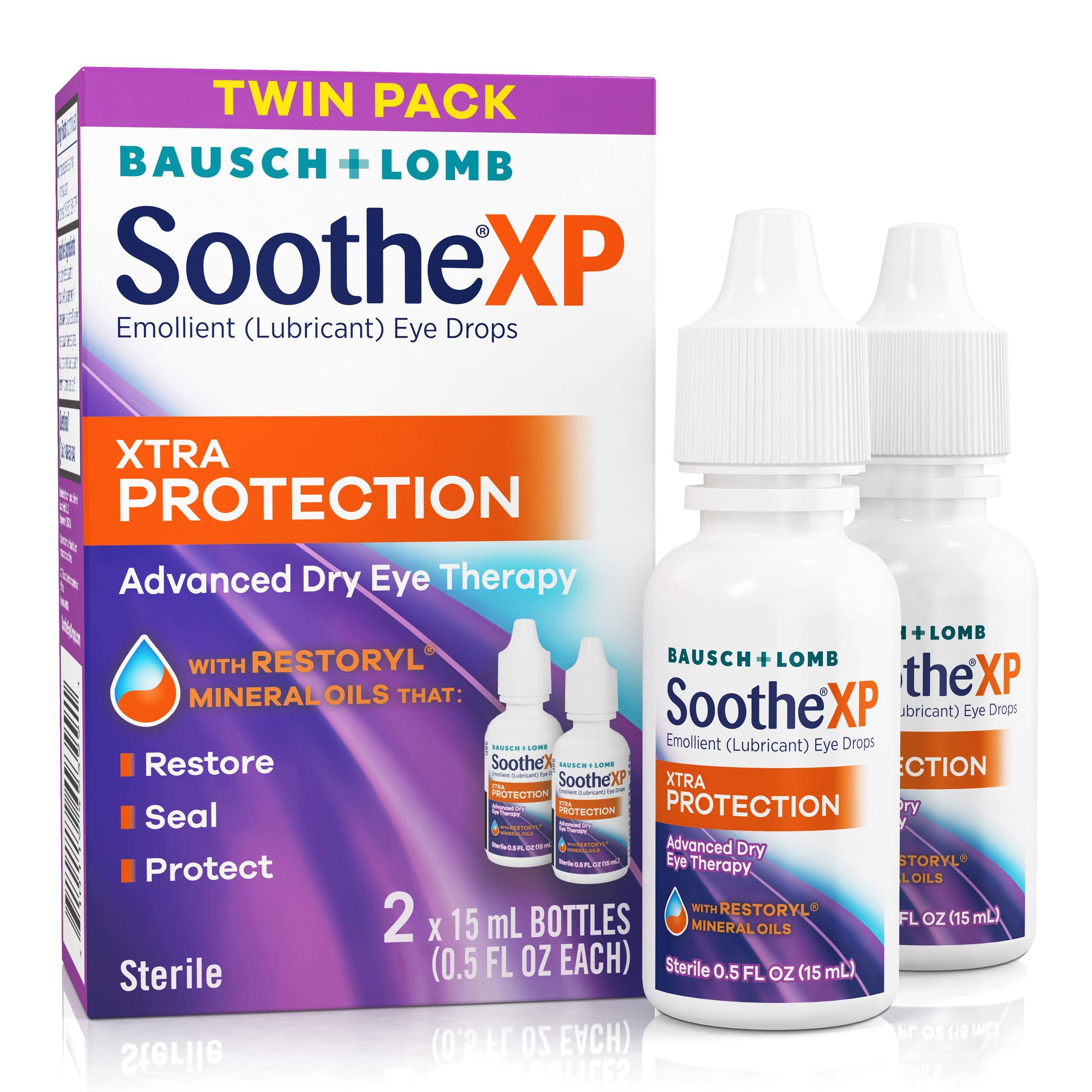 Soothe XP Eye Drops for Dry Eye Symptoms, Xtra Protection Lubricating Eyedrops from Bausch + Lomb, 0.5 FL OZ (15 mL) Twin Pack (Pack of 2)