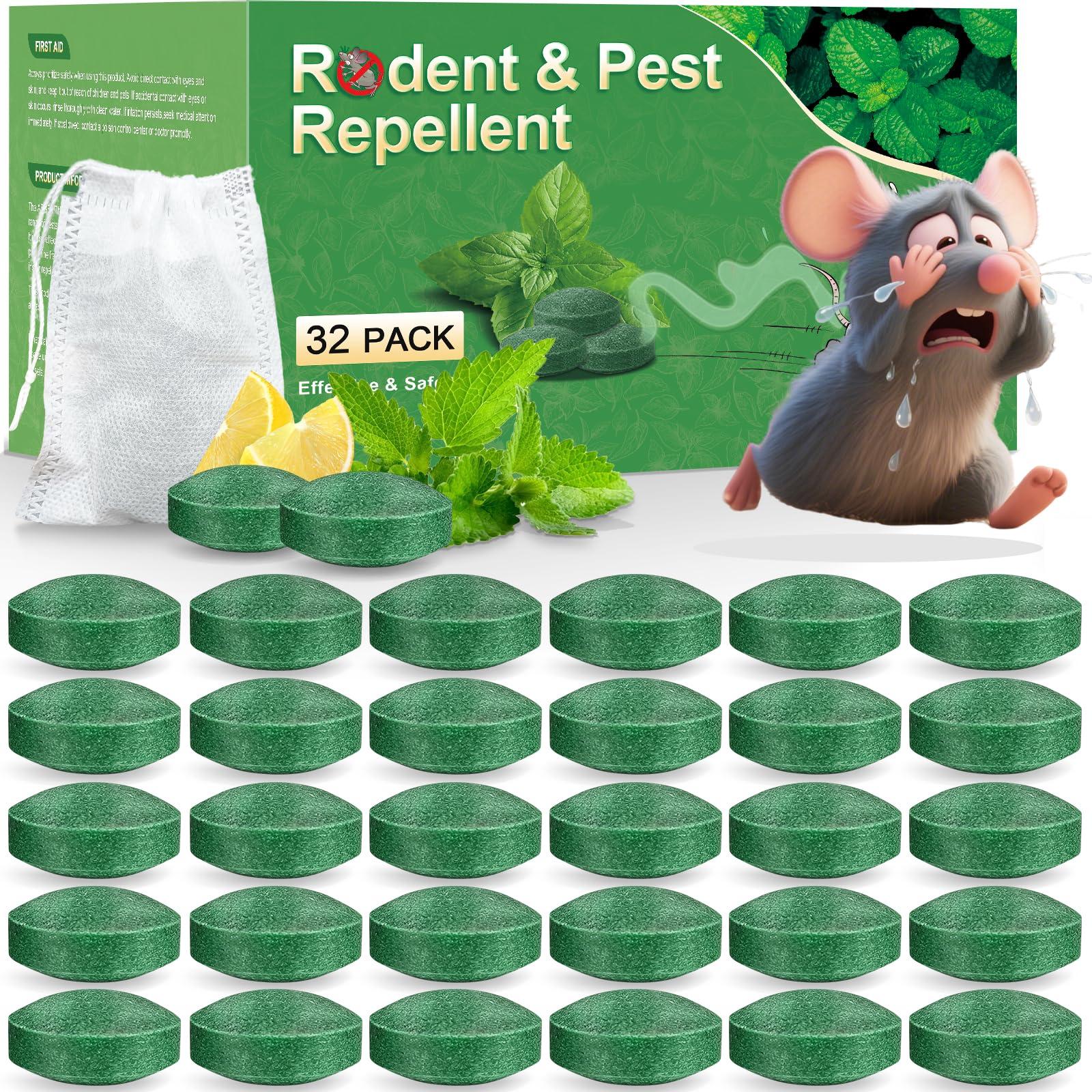 BOZFLY Mouse Rodent Repellent, 32 Pack Peppermint Oil Mice Repellent for Rats, Mice, Squirrels, Spiders and Pests, Indoor & Outdoor Natural Mouse Deterrent, Keeps Rodents Away from Garden & Home