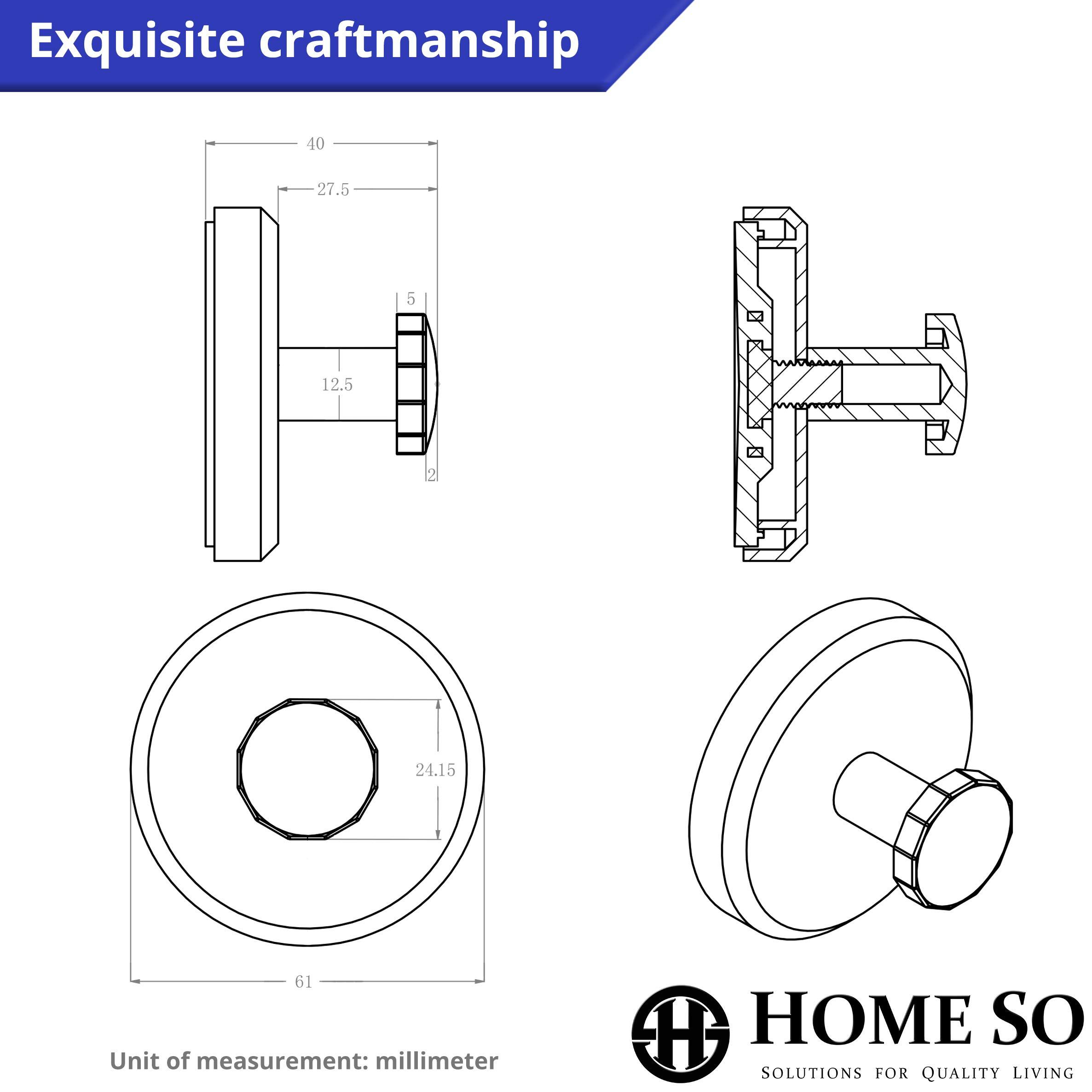 HOME SO Suction Cup Hooks for Shower, Bathroom, Kitchen, Glass Door, Mirror, Tile – Loofah, Towel, Coat, Bath Robe for Hanging up to 15 lbs – Polished Matte Chrome, Brushed Nickel (2-pack) - Image 7
