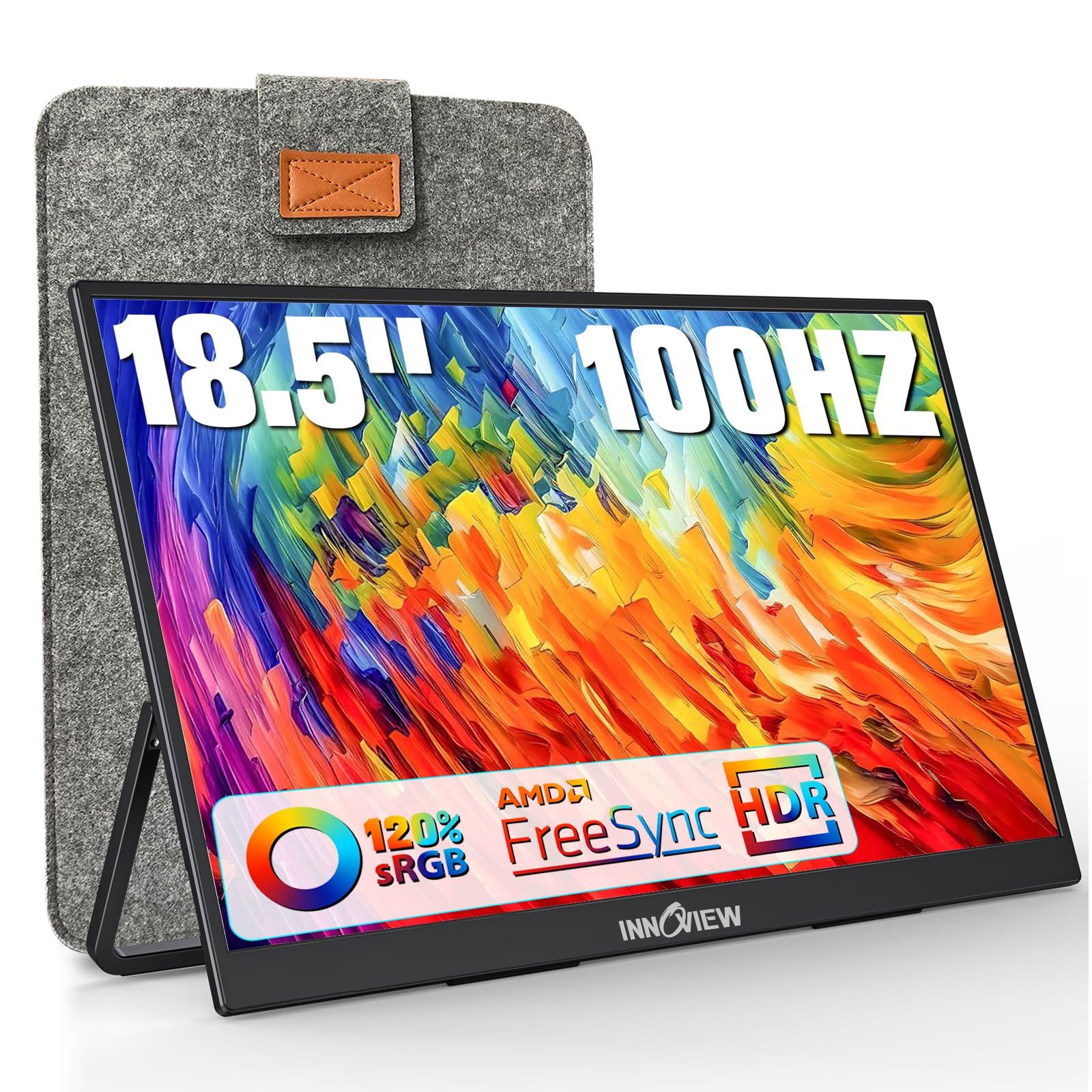 InnoView Portable Monitor 18.5 inch 100HZ 120% sRGB, 1080P FHD IPS Large Portable Monitor for Laptop USB C HDMI HDR Travel Monitor with Kickstand Mac PC Xbox PS4/5 Switch