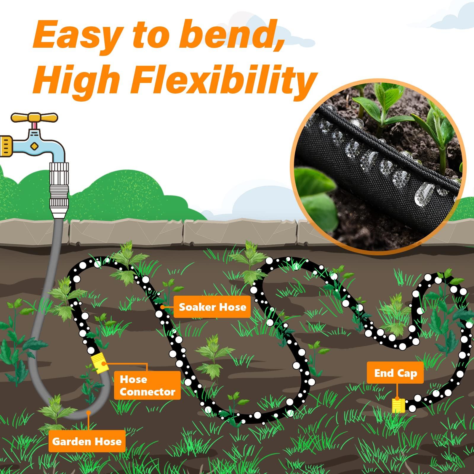 Winisok 100FT Thickened Flat Soaker Hose, Heavy Duty Double Layer Watering Hoses, Save 80% Water, Flexible Leakproof, Drip Irrigation Tubing for Garden Beds and Lawns (50 FT x 2Pack) - Image 2