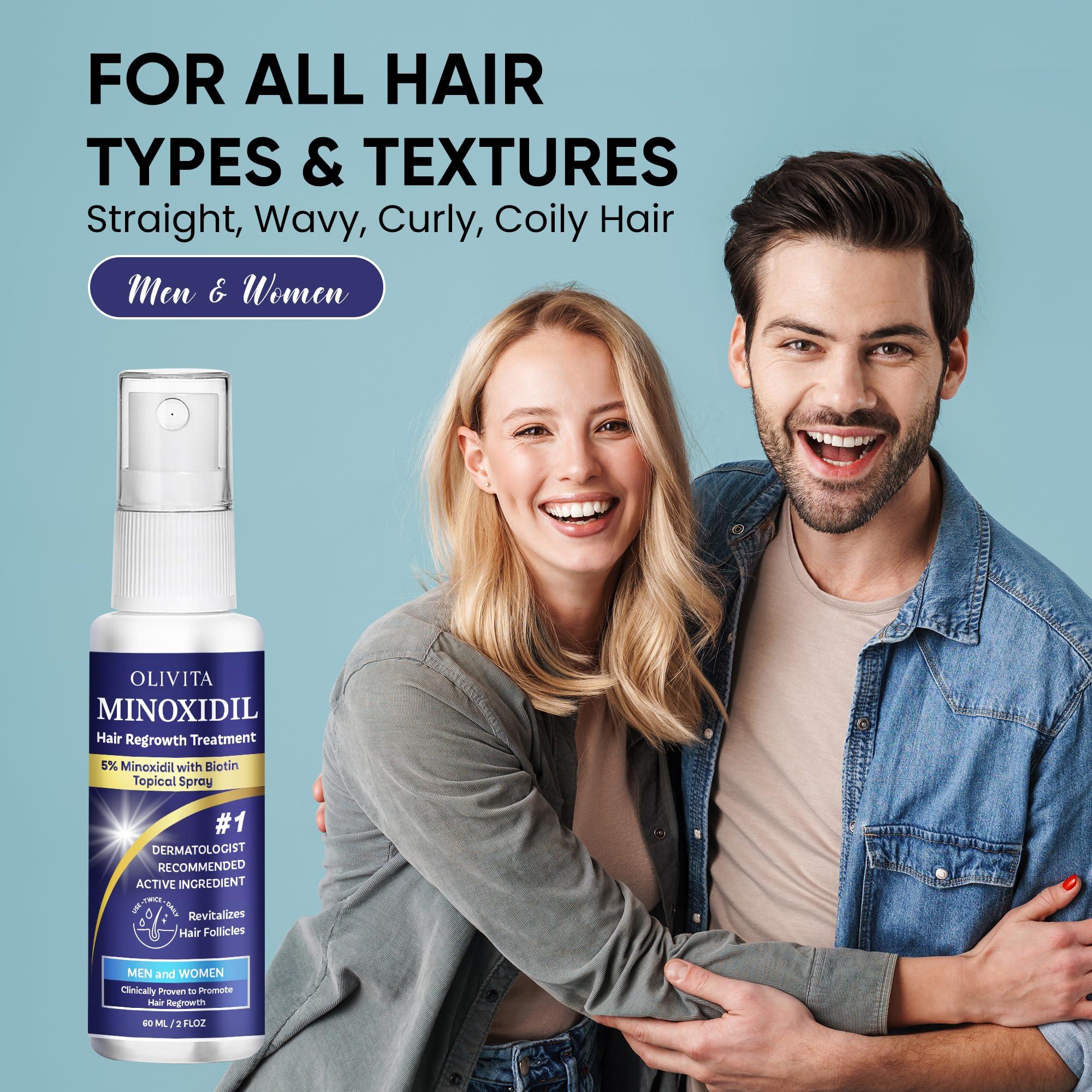 Minoxidil for Men and Women Hair Growth: 5% Minoxidil Spray Hair Regrowth Treatment Serum with Biotin & Rosemary -Stop Hair Thinning and Hair Loss For Stronger Thicker Longer Hair - 2 Pack - Image 2