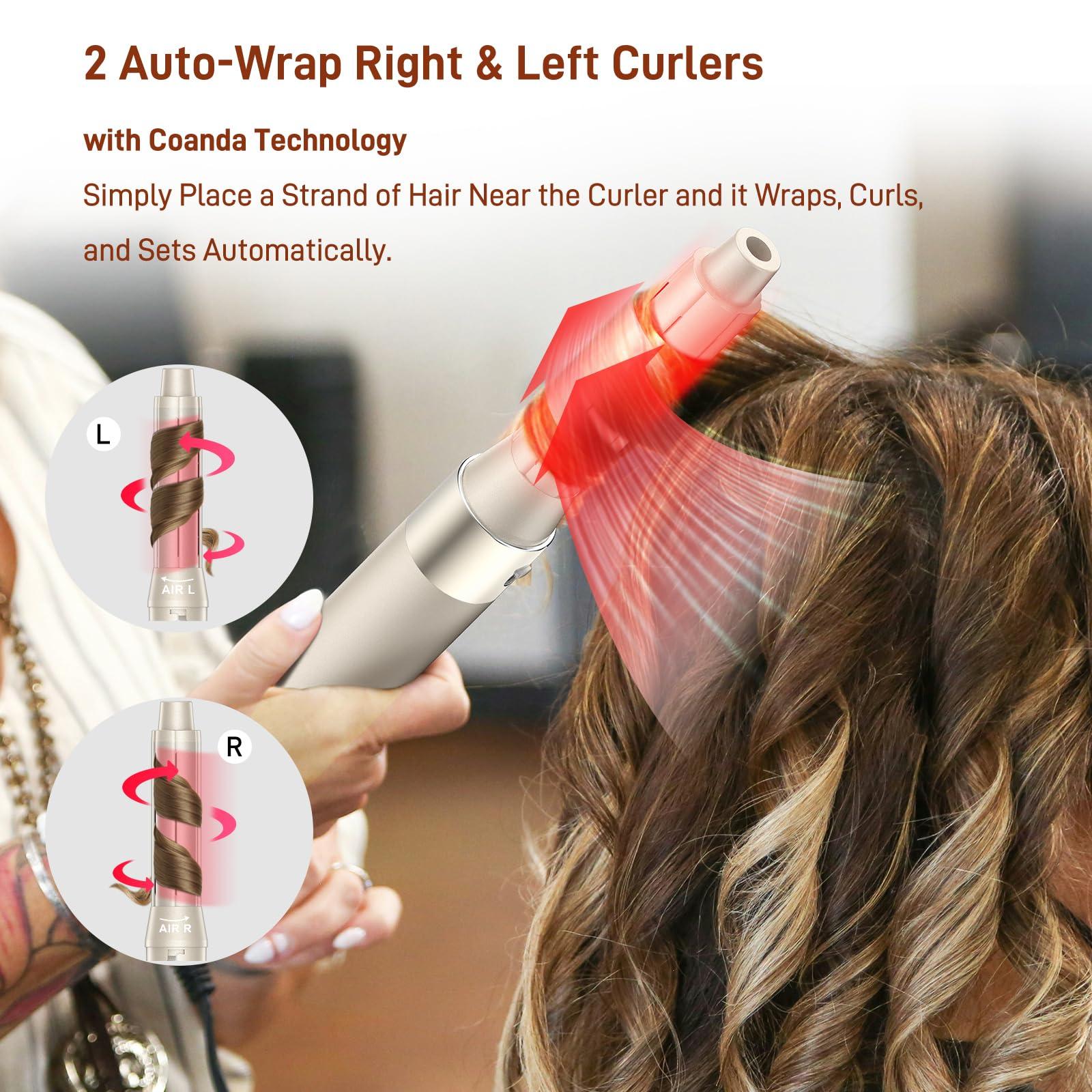 5 in 1 Hair Air Styler - Rotating Hair Dryer Brush 110000 RPM for Fast Drying & Hot-Air Automatic Wrap Curlers for Curling, Frizz-Free Blow Dryer Brush for Straightening Volumizing No Heat Damage - Image 4
