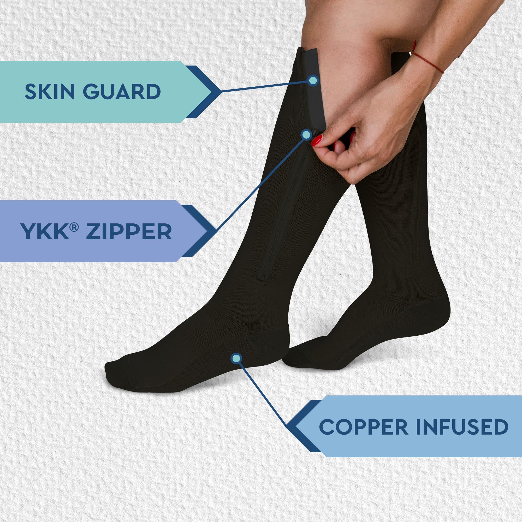 TheraMagic™ Zipper Compression Socks for Men & Women, 20-30mmHg Closed Toe Graduated Zippered Compression Stocking - Image 5