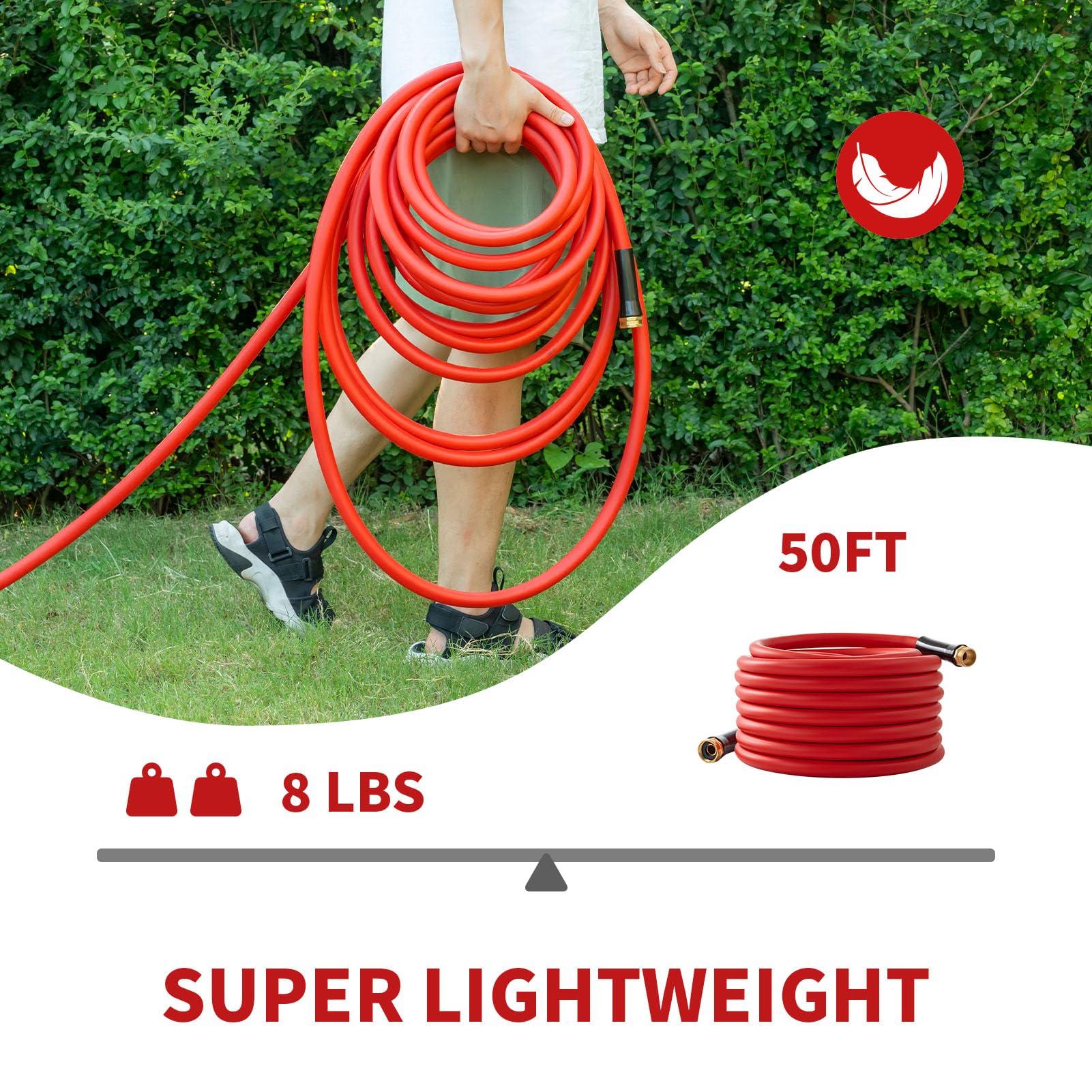Garden Hose 50 ft x 5/8” Hot/Cold Heavy Duty Water Hose,-50°F to 190°F,Burst 600Psi Flexible Upgraded Rubber Hoses,3/4” Solid Fittings for All-weather Outdoor Lawn & Garden - Image 9