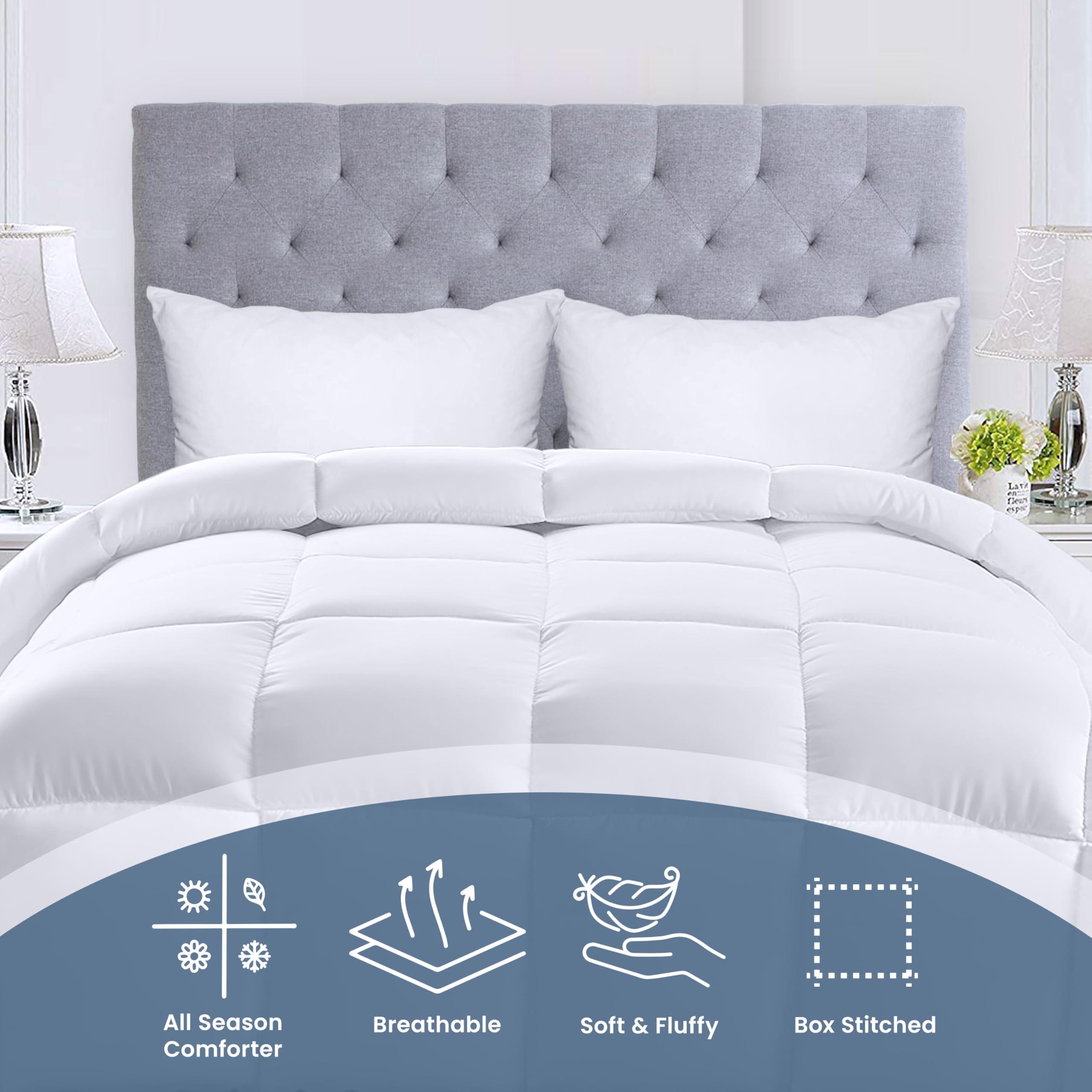Utopia Bedding Down Alternative Comforter (Twin, White) - All Season Comforter - Plush Siliconized Fiberfill Duvet Insert - Box Stitched - Image 5