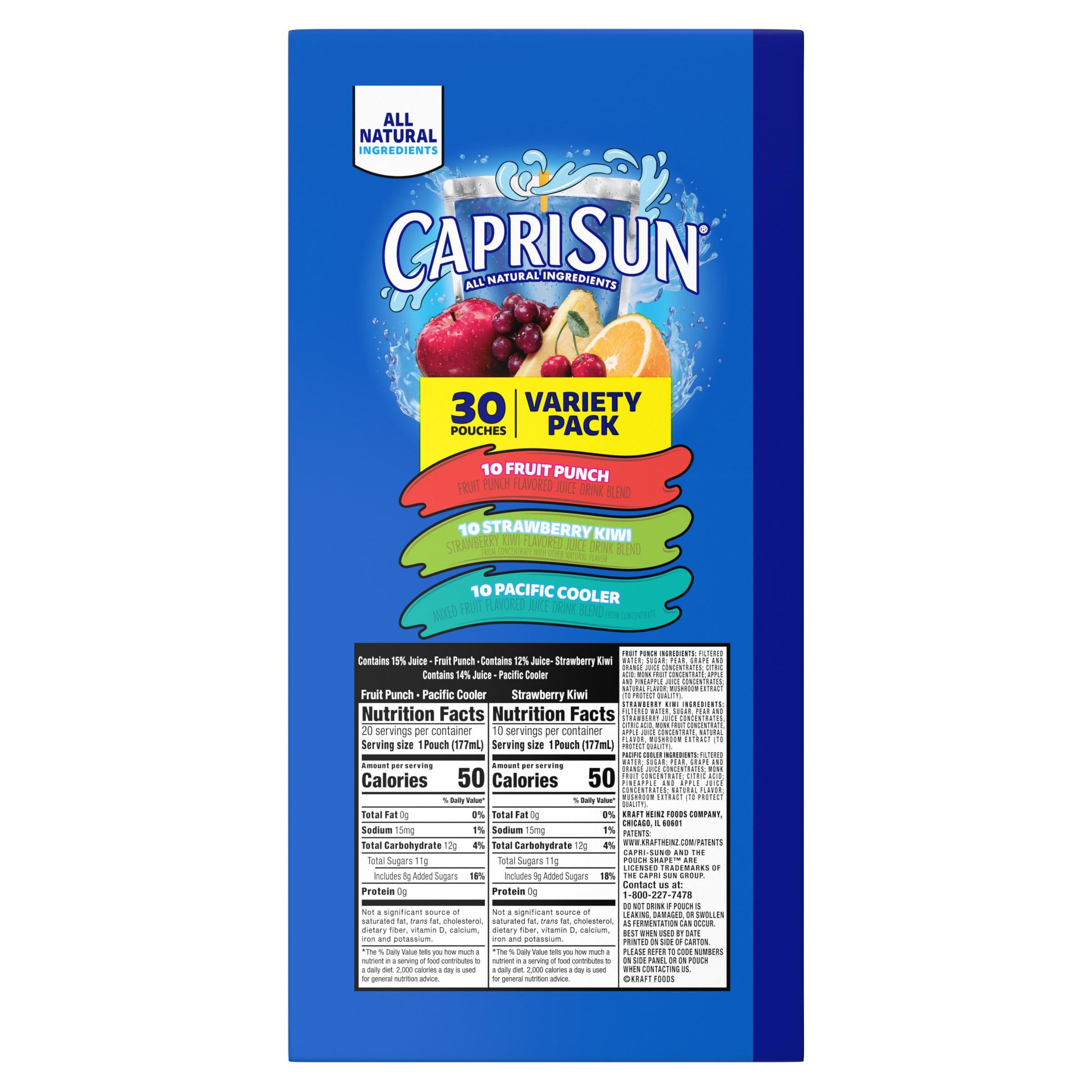 Capri Sun Fruit Punch, Strawberry Kiwi and Pacific Cooler Flavored Juice Drink Blend Variety Pack, 30 ct Box, 6 fl oz Pouches - Image 9