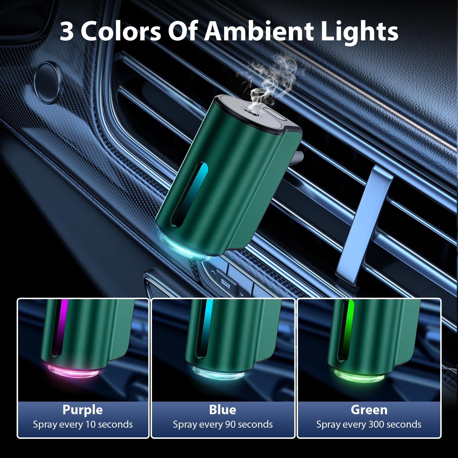 Smart Car Air Freshener, Car Air Freshener Diffuser, Car Diffuser Air Freshener with Three Adjustable Modes, Aromatizante para Carro, Car Diffuser with 8pcs Essential Oil (Green) - Image 2