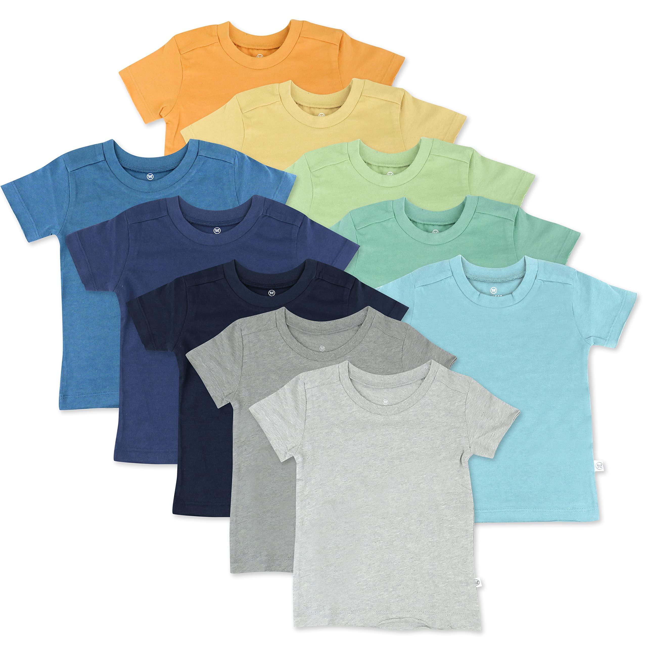 HonestBaby Multipack Short Sleeve T-Shirt Tee 100% Organic Cotton Infant Baby, Toddler, Little Kids Boys, Girls, Unisex