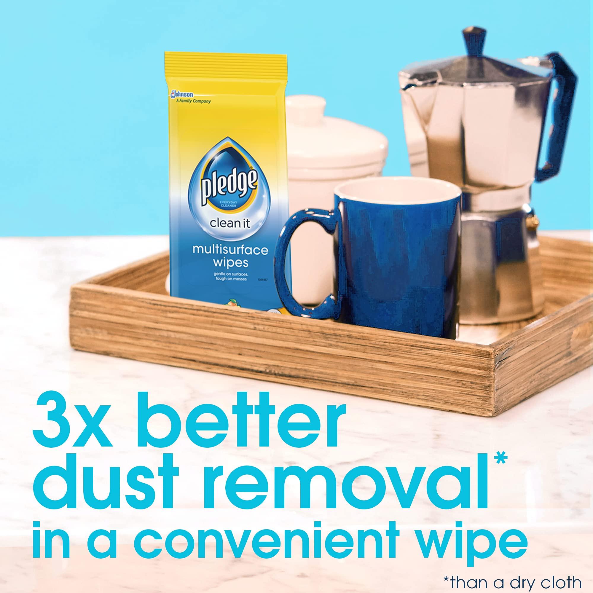 Pledge Multi-Surface Furniture Polish Wipes, Works on Wood, Granite, and Leather, Cleans and Protects, Fresh Citrus - Pack of 6 (150 Total Wipes) - Image 6