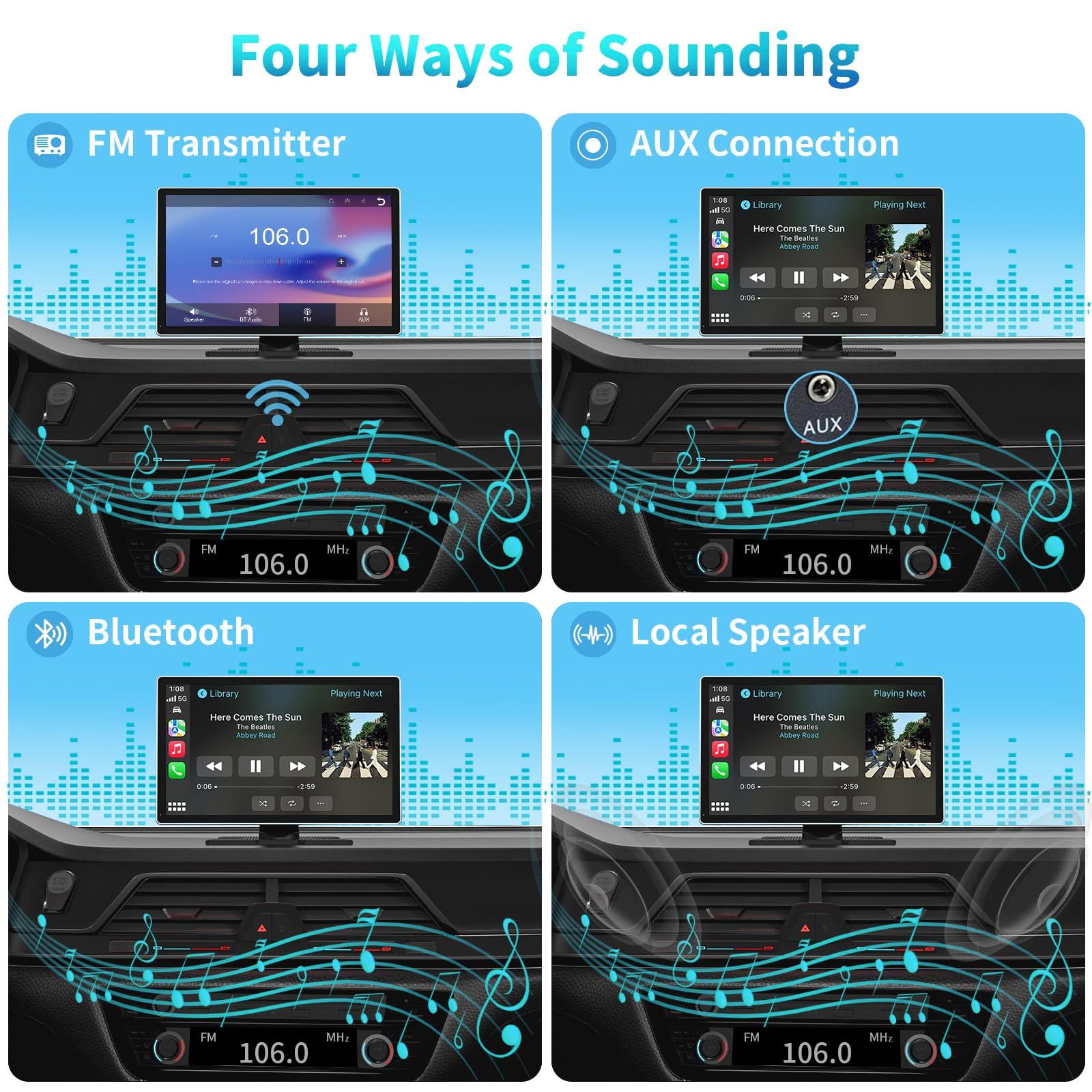 Portable Apple Carplay Screen for Car, 9" Wireless Apple Carplay & Android Auto,4K Dash Cam,1080p Backup Camera DVR,Car Audio Receivers GPS Navigation Mirror Link, Bluetooth,FM, Siri - Image 5