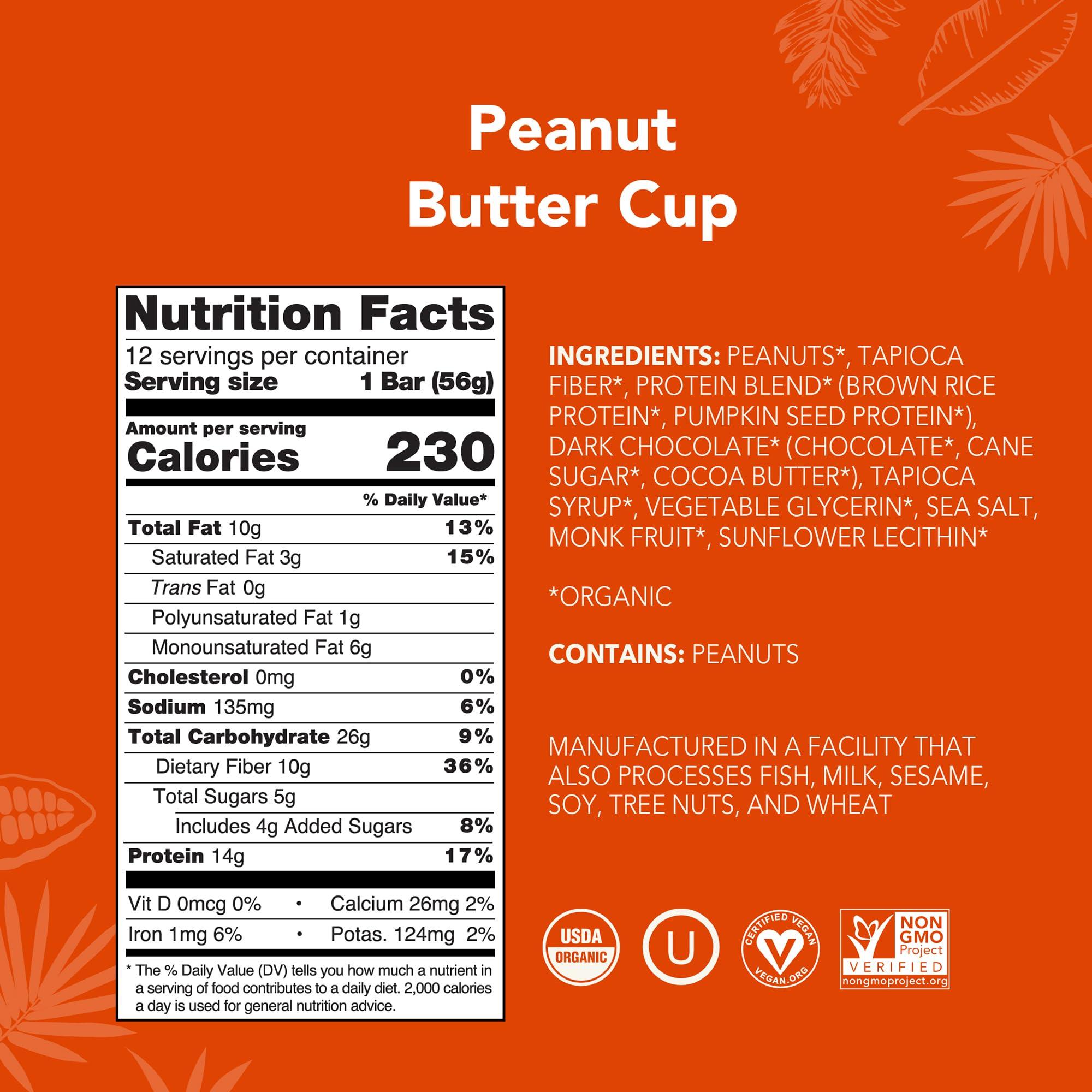 ALOHA Organic Plant Based Protein Bars - Peanut Butter Cup Bar - 12 Bars, Vegan, Low Sugar, Gluten-Free, Low Carb, Non-GMO, No Stevia, No Erythritol - Image 2