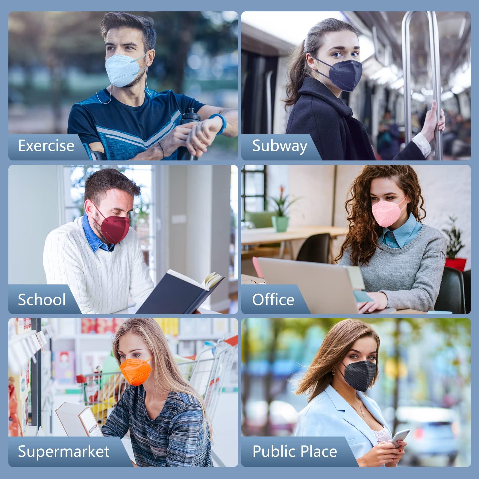 HALIDODO 100 Packs Individually Wrapped KN95 Face Mask 5-Ply Breathable & Comfortable Filter Safety Mask, Black - Image 7