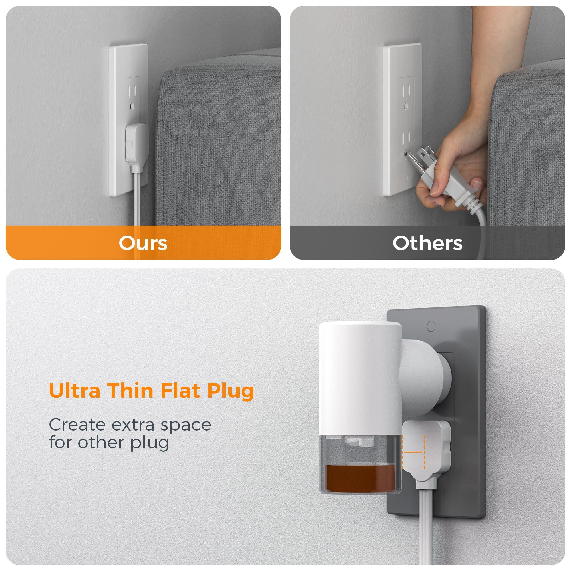 Multi Plug Wall Outlet Extender, TESSAN Short Extension Cord 6 inch, Flat Plug Splitter with 4 AC 3 USB (1 USB C) Charging Ports, Multiple Outlet Small Power Strip for Home Office Dorm Room - Image 3