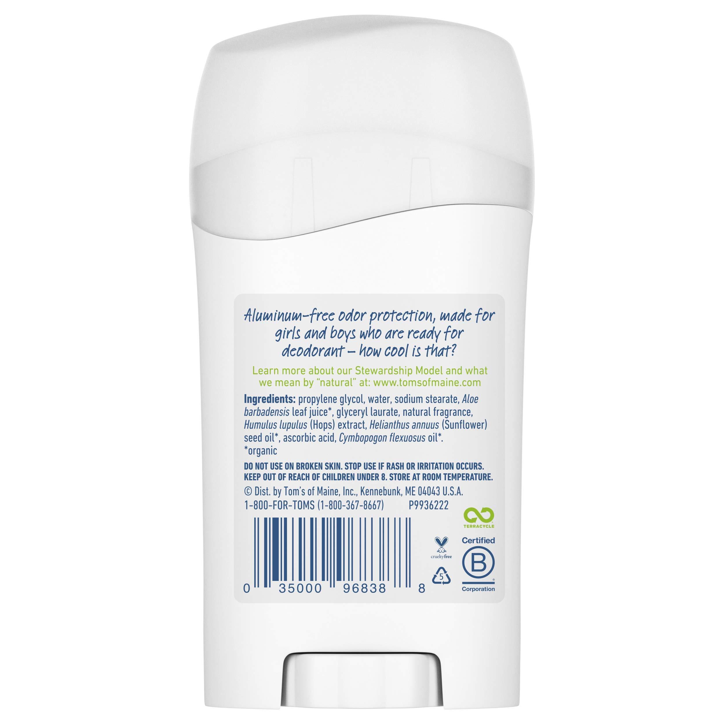 Tom's of Maine Aluminum-Free Wicked Cool! Natural Deodorant for Kids, Summer Fun, 1.6 oz. (Pack of 3) (Packaging May Vary) - Image 2