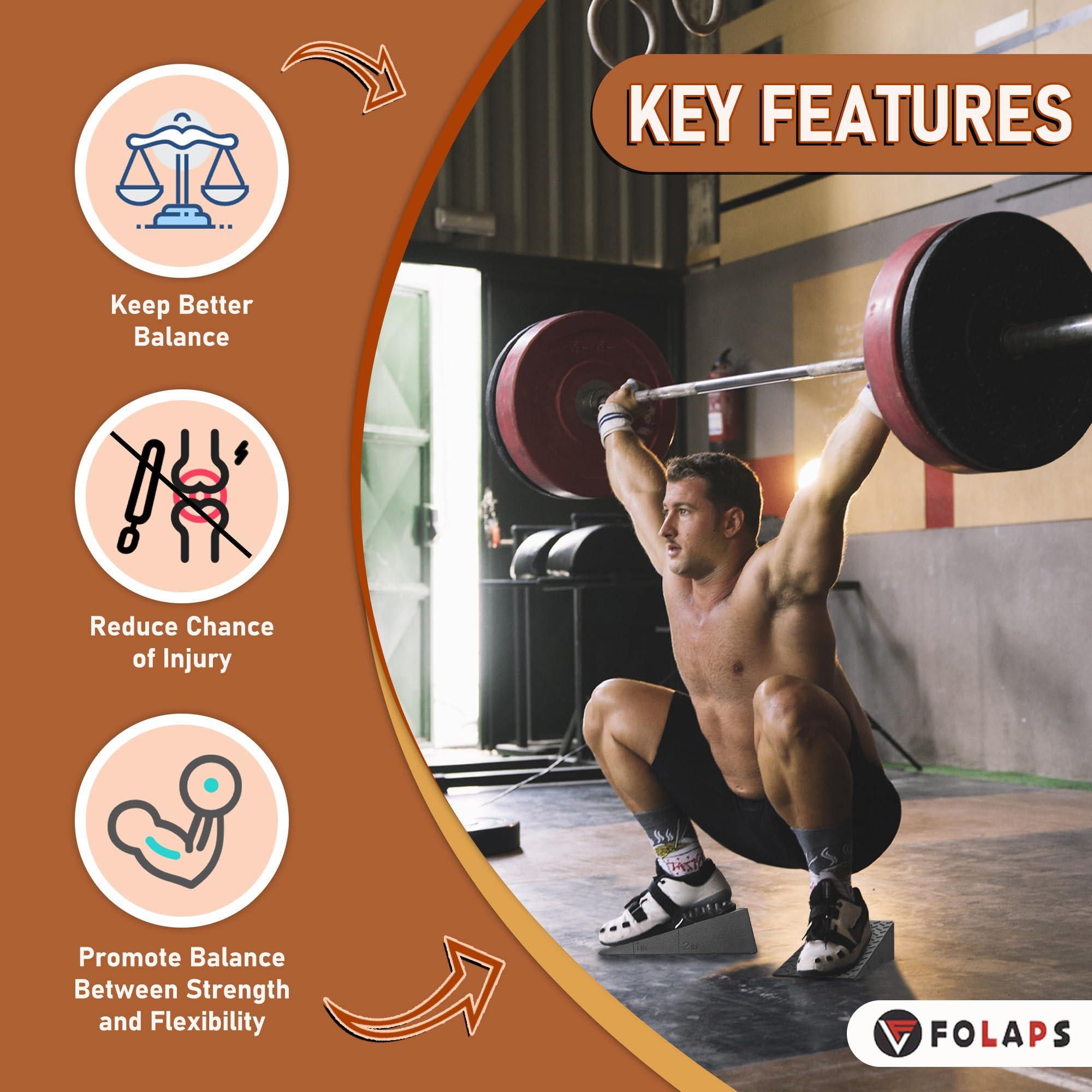 Folaps Squat Wedge Block for Heel Elevated Squat Weightlifting Calf Stretcher Slant Board for Mobility Balance and Strength Performance - Image 4