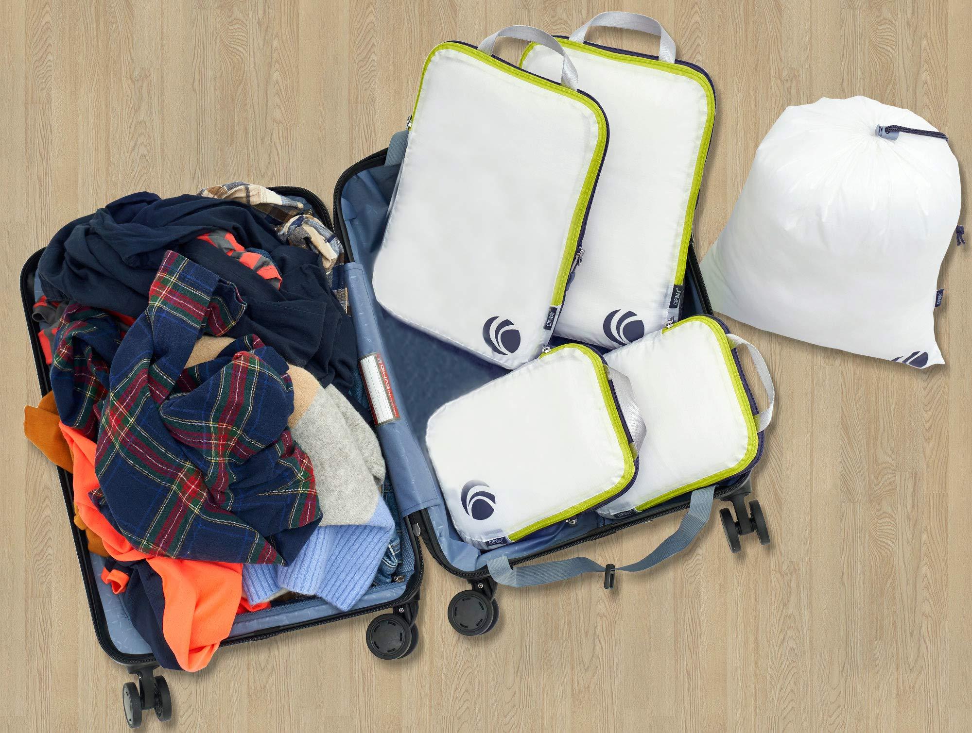 Cipway - 5 Set Compression Packing Cubes for Travel, Ultralight Packing Organizers for Luggage Suitcase & Backpack (White), L - Image 8