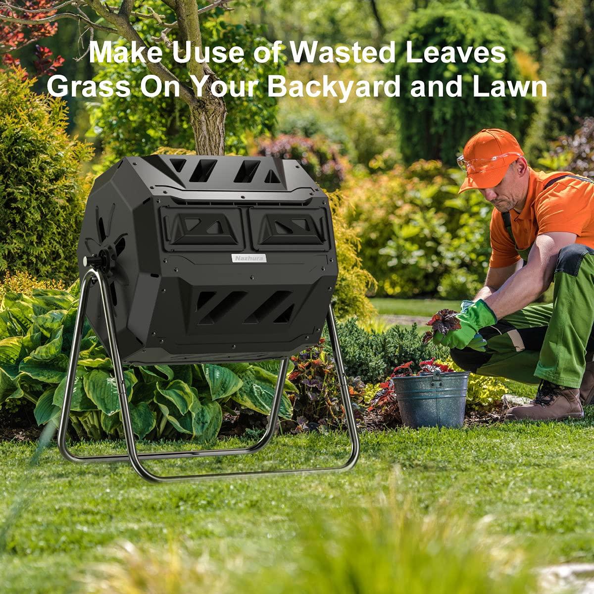 Compost Tumbler Bin Composter Dual Chamber 43 Gallon (Bundled with Pearson's Gardening Gloves) - Image 5