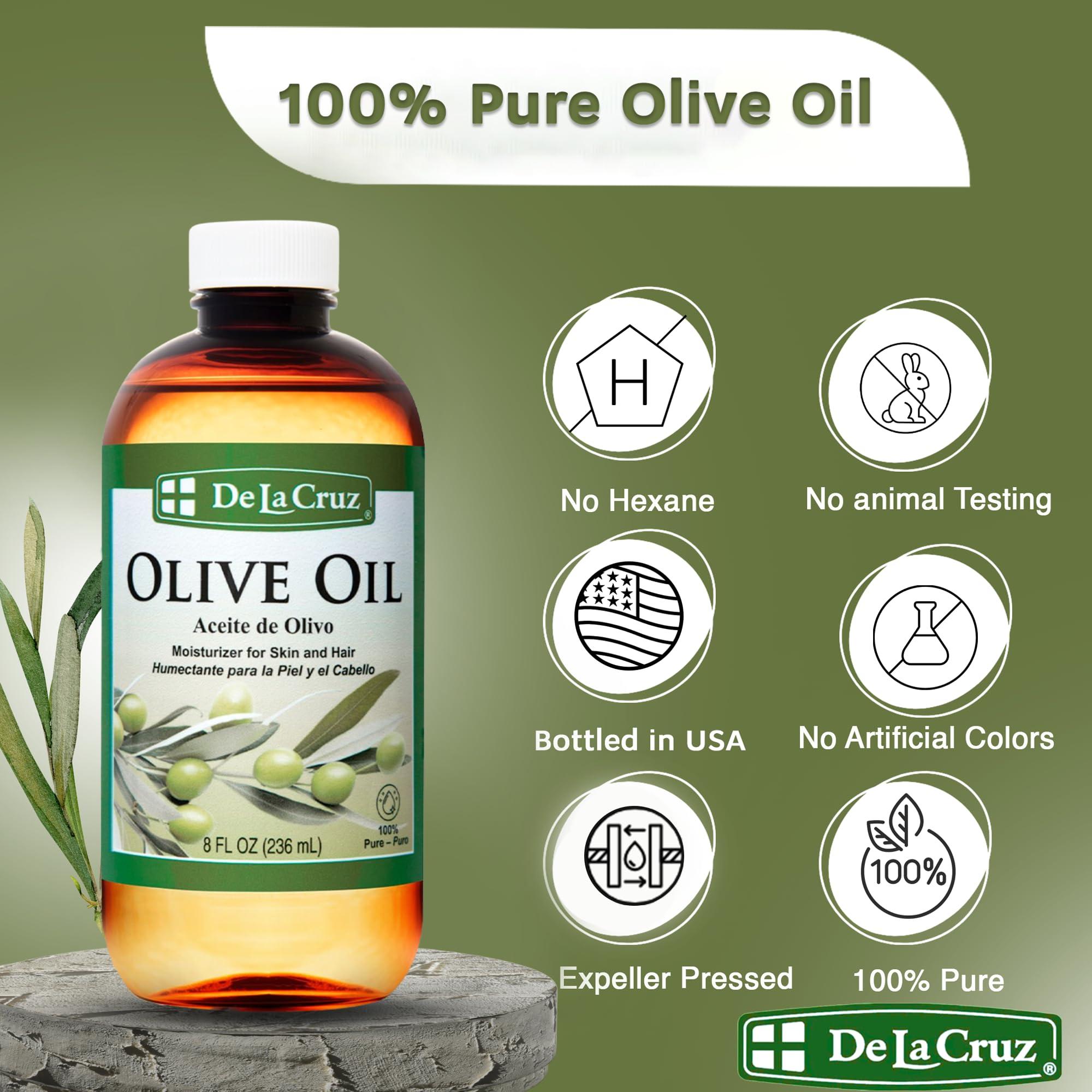 De La Cruz Pure Olive Oil - Natural Expeller Pressed Olive Oil for Hair and Skin - Lightweight Body Oil for Dry Skin 8 Fl Oz - Image 2