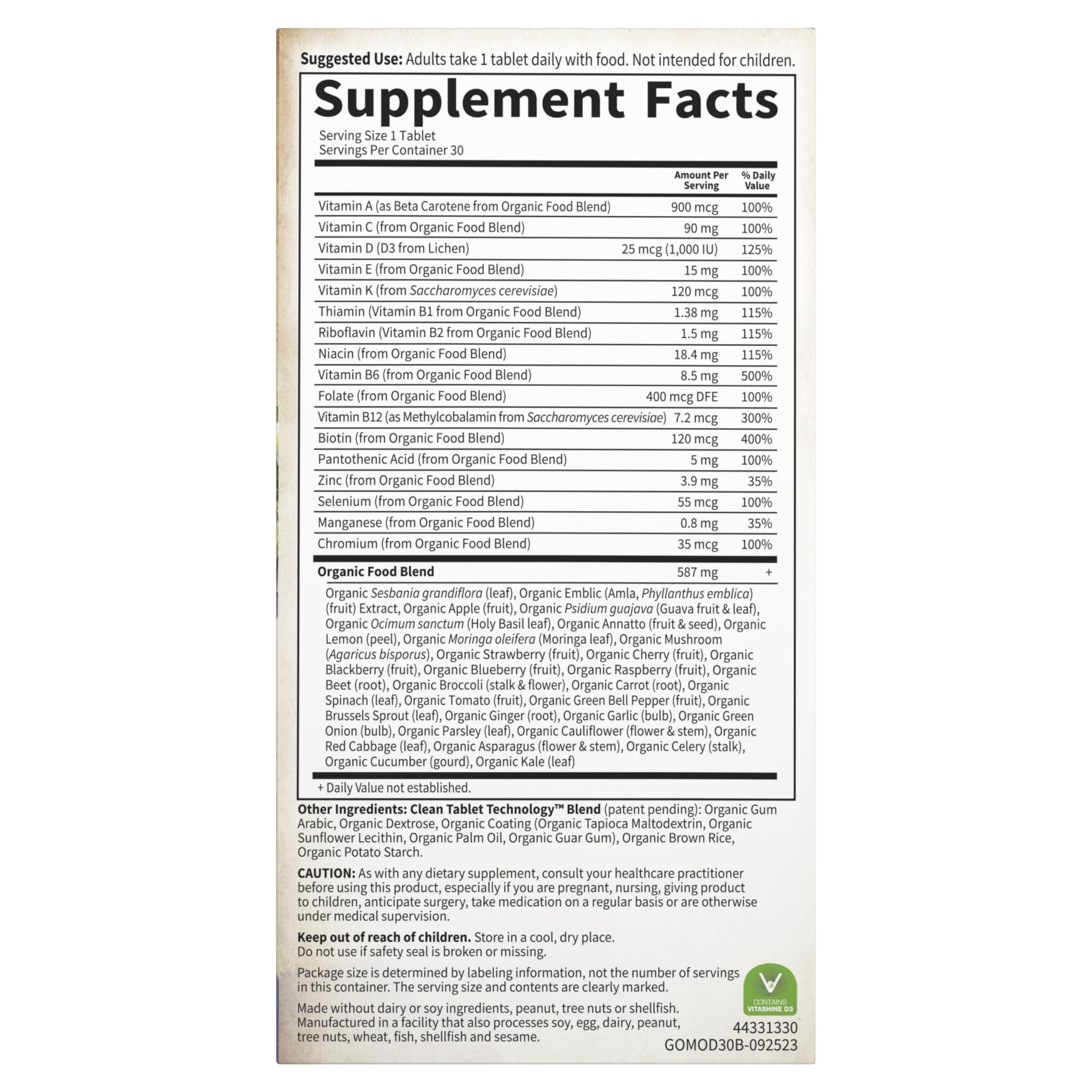 Garden of Life Organics Multivitamin for Men - Men's Once Daily Whole Food Vitamin Supplement Tablets, Vegan, 30 Count - Image 8