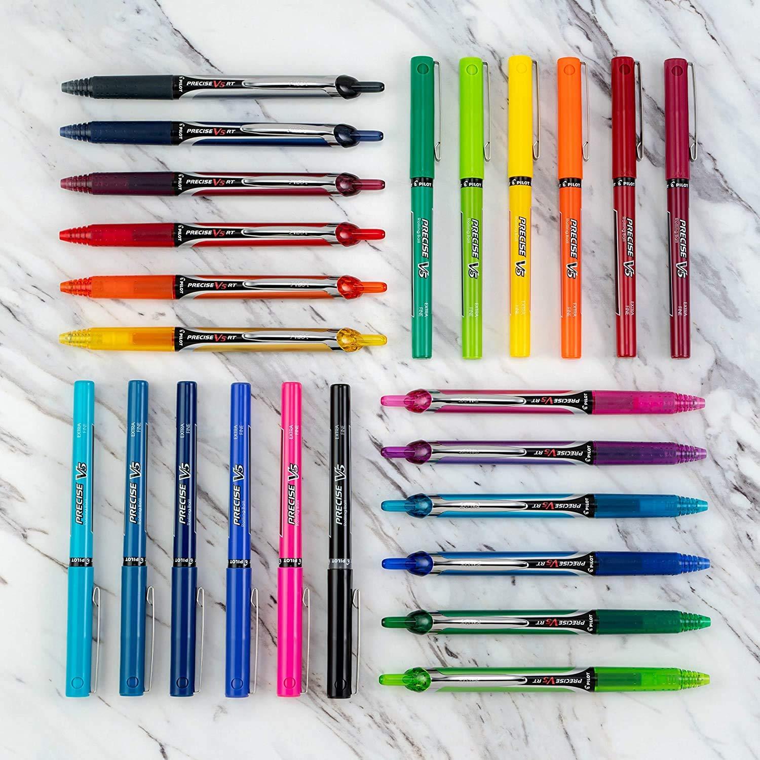 PILOT Precise V5 Rolling Ball Pen Extra Fine Point - 0.5mm - Bulk 10 Pack of 5 Black and 5 Blue Liquid Ink Rollerball Pens - Image 5