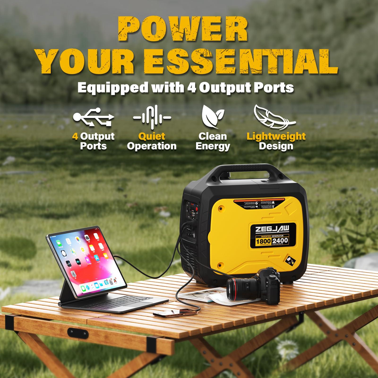 ZEGJAW 2400-Watt Portable Inverter Generator, EPA Compliant, CO-Sensor, Eco-Mode Feature, Lightweight & Quiet Gas Powered Generators for Home Use - Image 2
