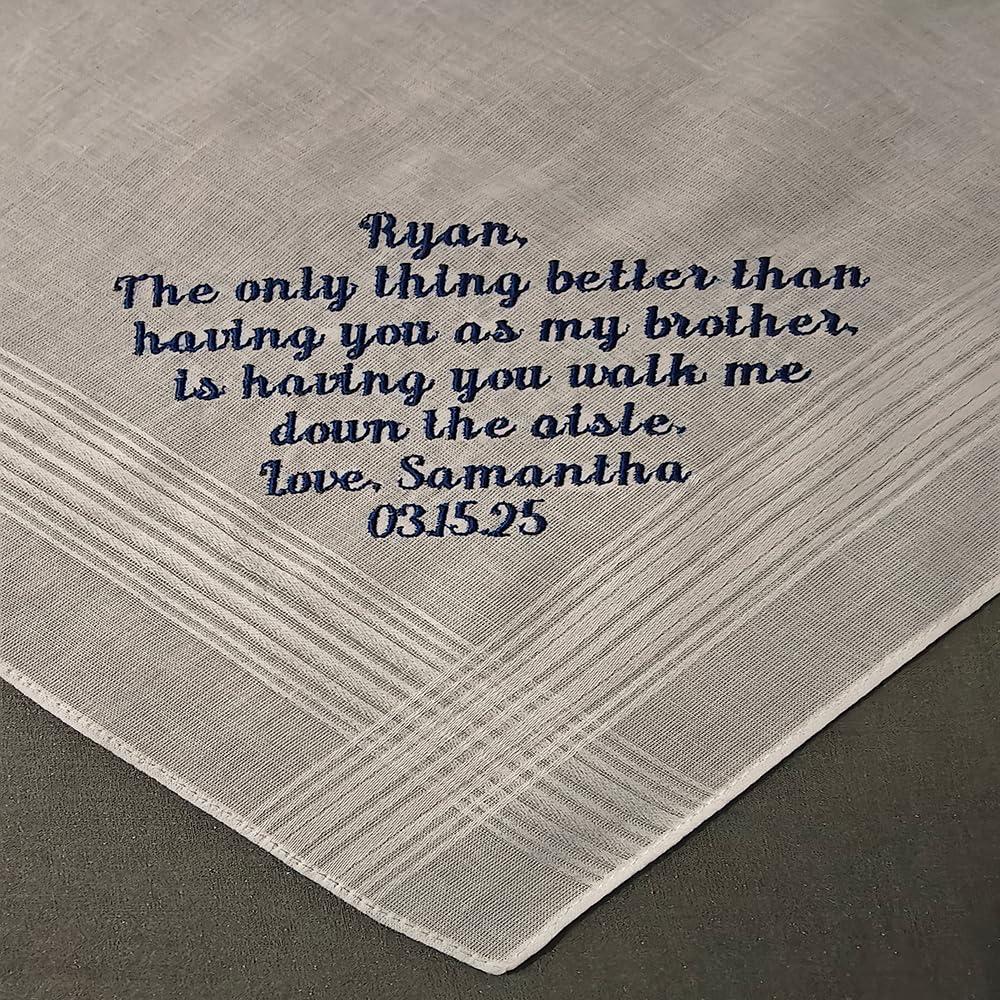 Custom Handkerchief For Men, Personalized Embroidered White Soft Cotton Wedding Hand Kerchief Hankie Hanky For Groom Groomsmen Father Dad Women Bride Keepsake Accessories - Image 4